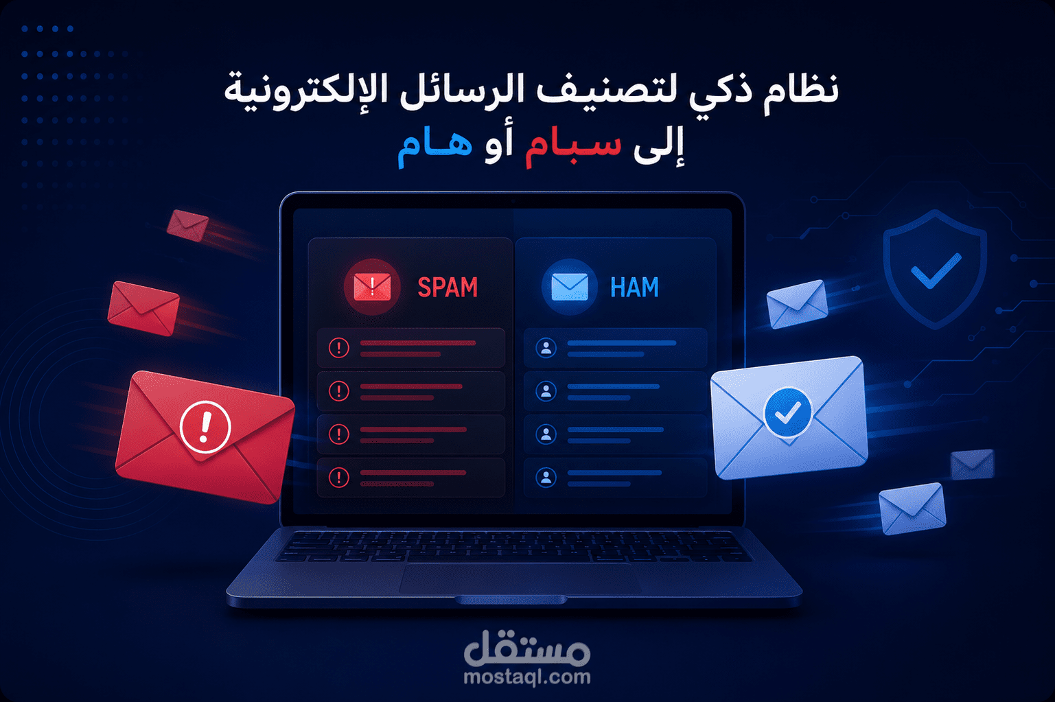 نظام ذكي لتصنيف الرسائل الإلكترونية إلى سبام أو هام باستخدام تقنيات الذكاء الاصطناعي