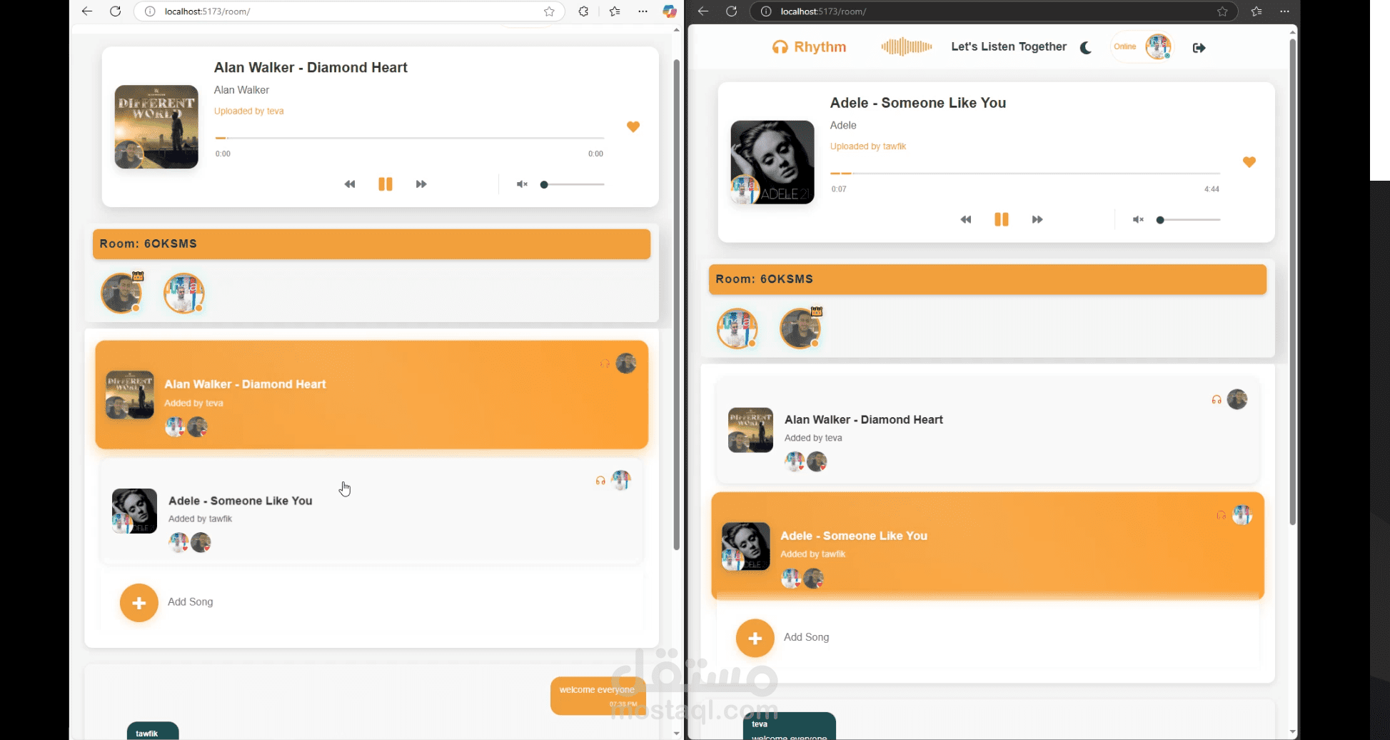Rhythm — منصة لمشاركة الموسيقى في الوقت الفعلي (Django & React)