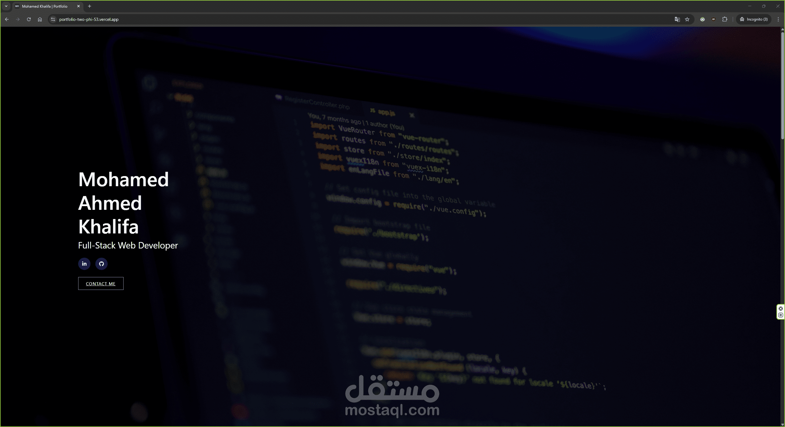 Portfolio Website – موقع شخصي تفاعلي