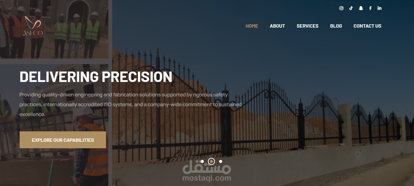 تطوير موقع شركة مقاولات وبنية تحتية ( ASECO Construction )