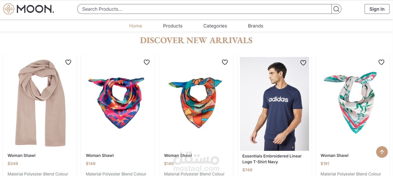 moon store - ecommerce website