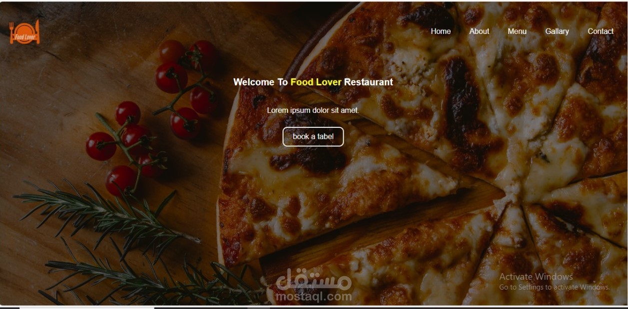 موقع إلكتروني لمطعم "Food Lover"