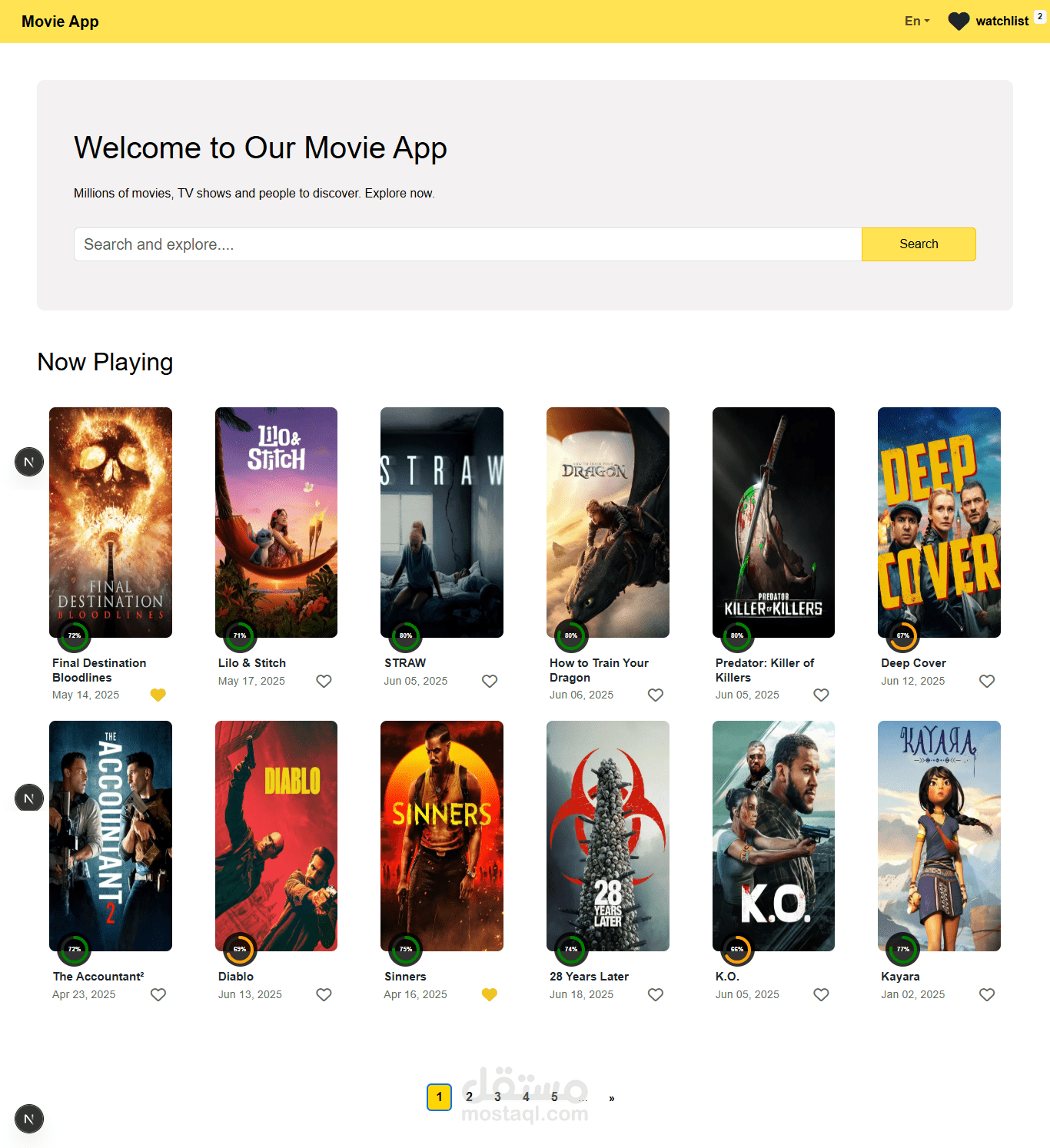 موقع عرض و البحث عن أفلام باستخدام Next.js/JS/Html/Css/Bootstrap