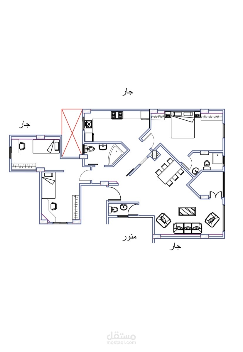 تصميم لشقة سكنية من تصميمي و تنفيذي على أوتوكاد
