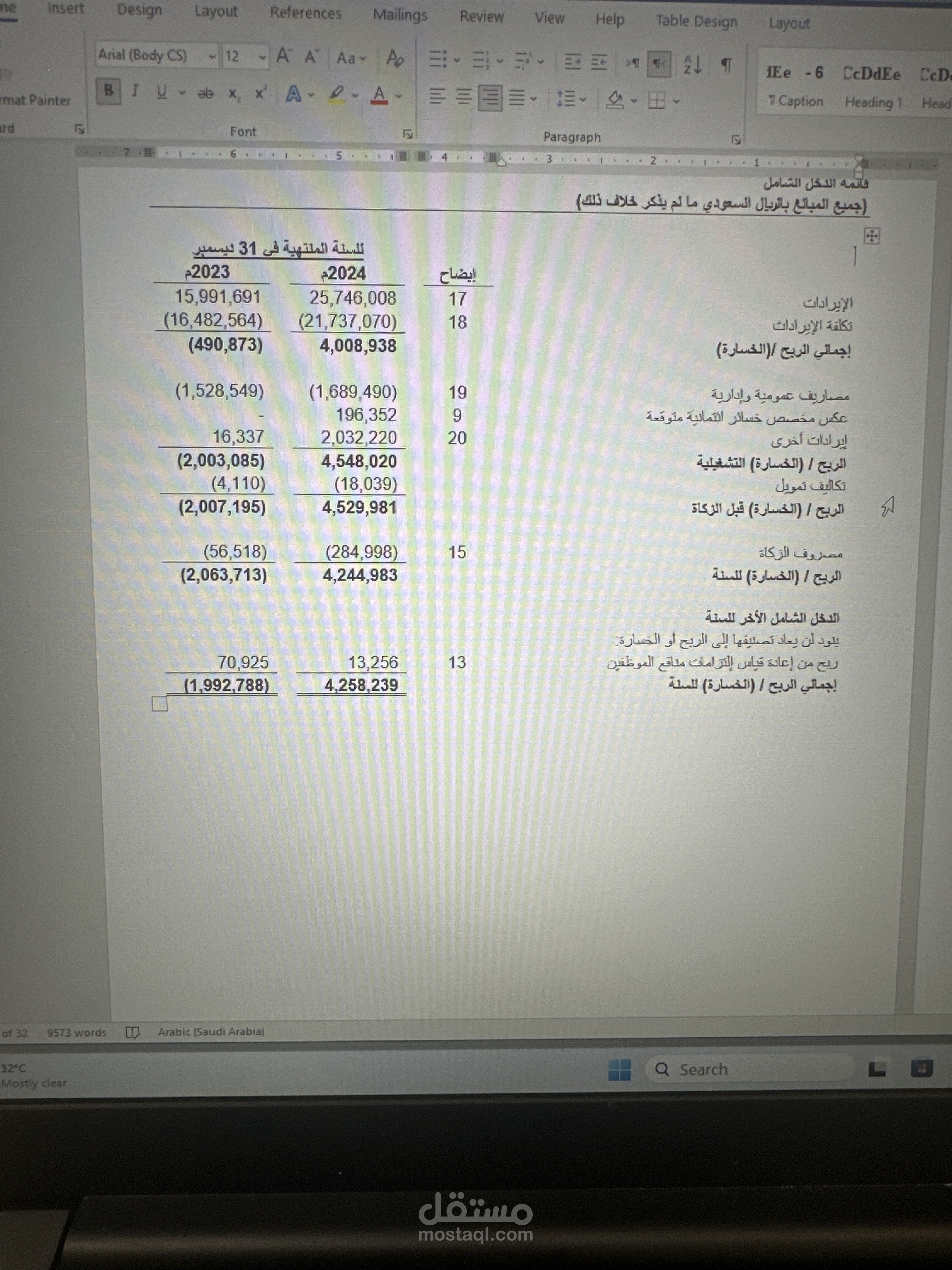 إعداد قائمة التدفقات النقدية.