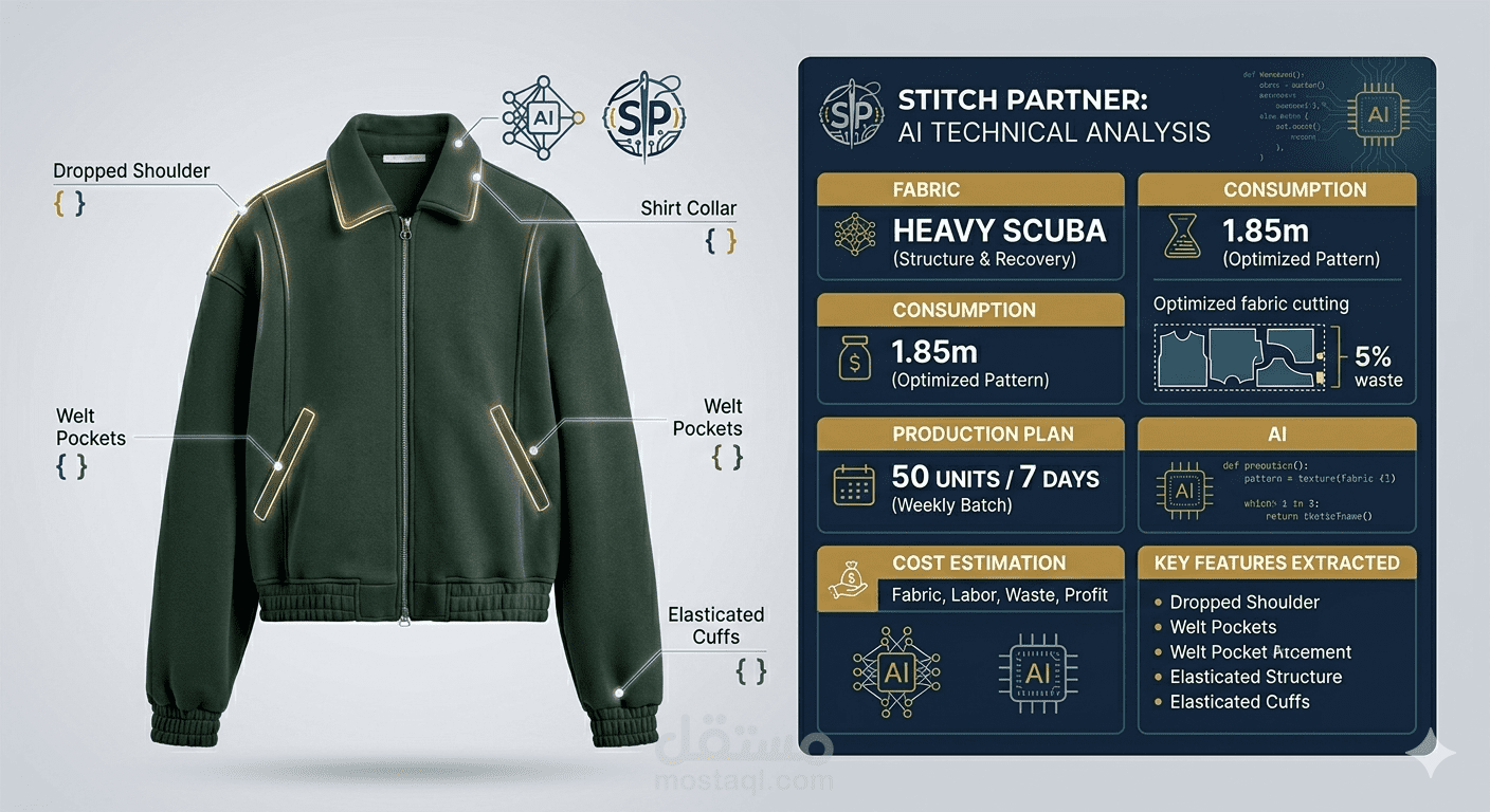 تحليل فني وهندسي لموديلات الملابس باستخدام الذكاء الاصطناعي