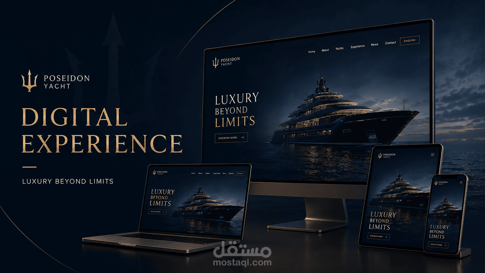 تصميم موقع فاخر لليخوت – Poseidon Yacht