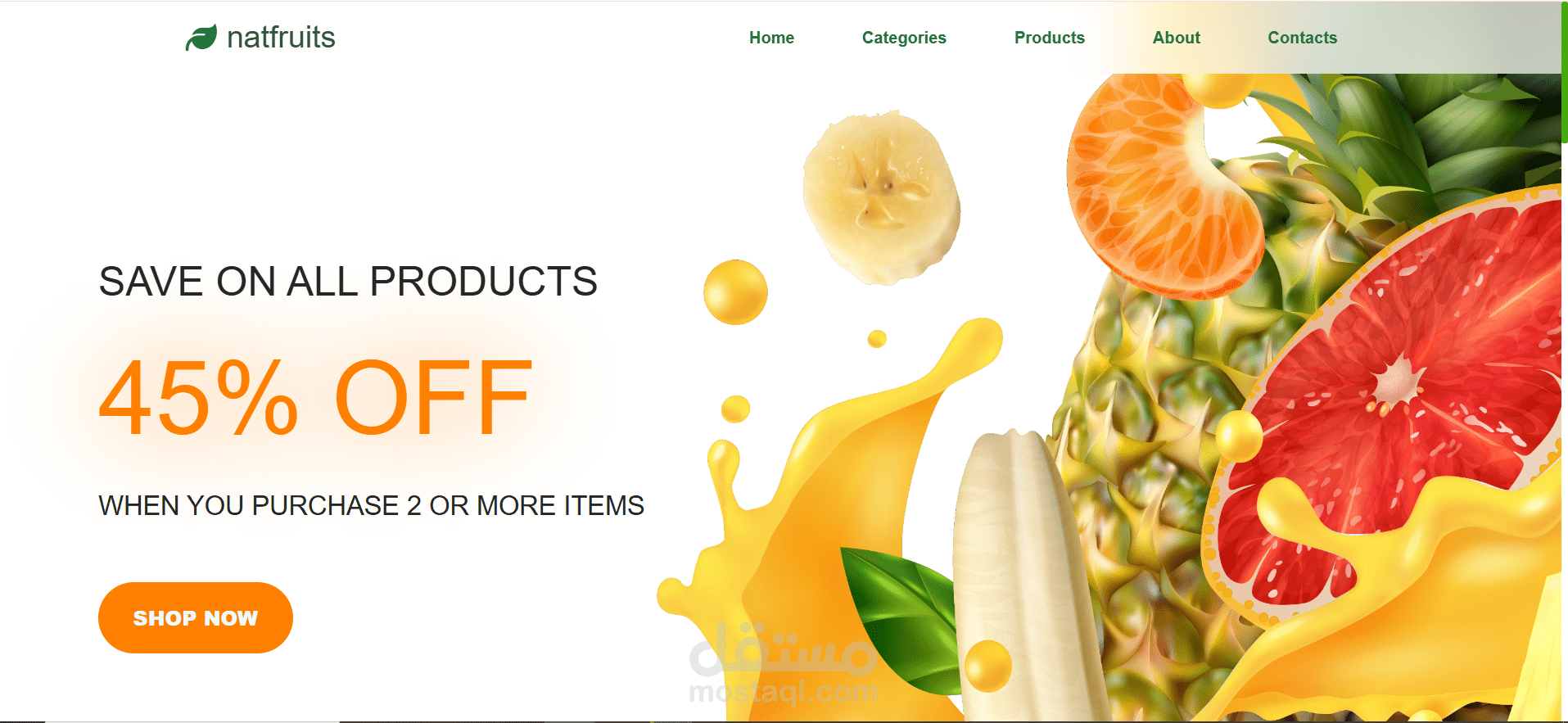 موقع NatFruits لمنتجات الفواكه الطبيعية