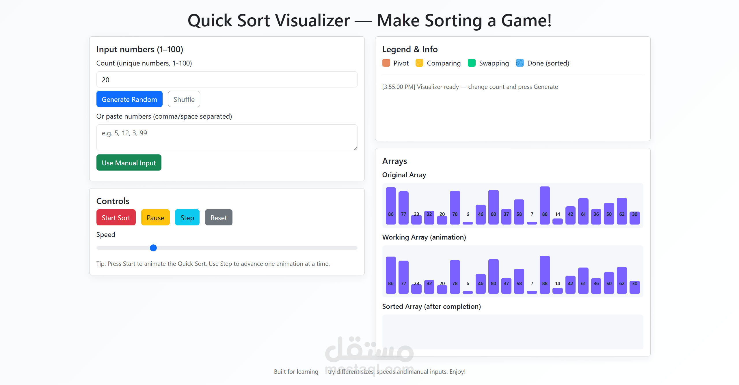 Quick Sort Visualizer — Make Sorting a Game!