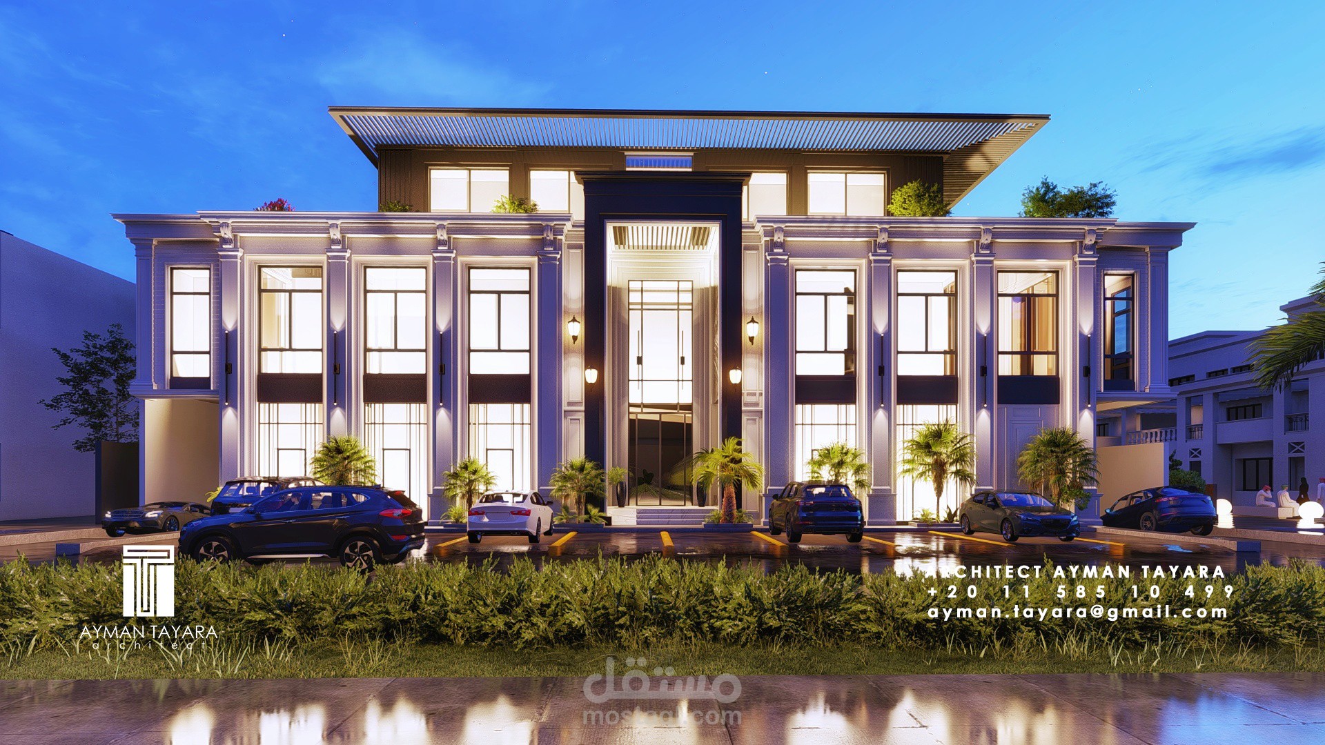 تصميم واجهات مبنى تجاري واداري