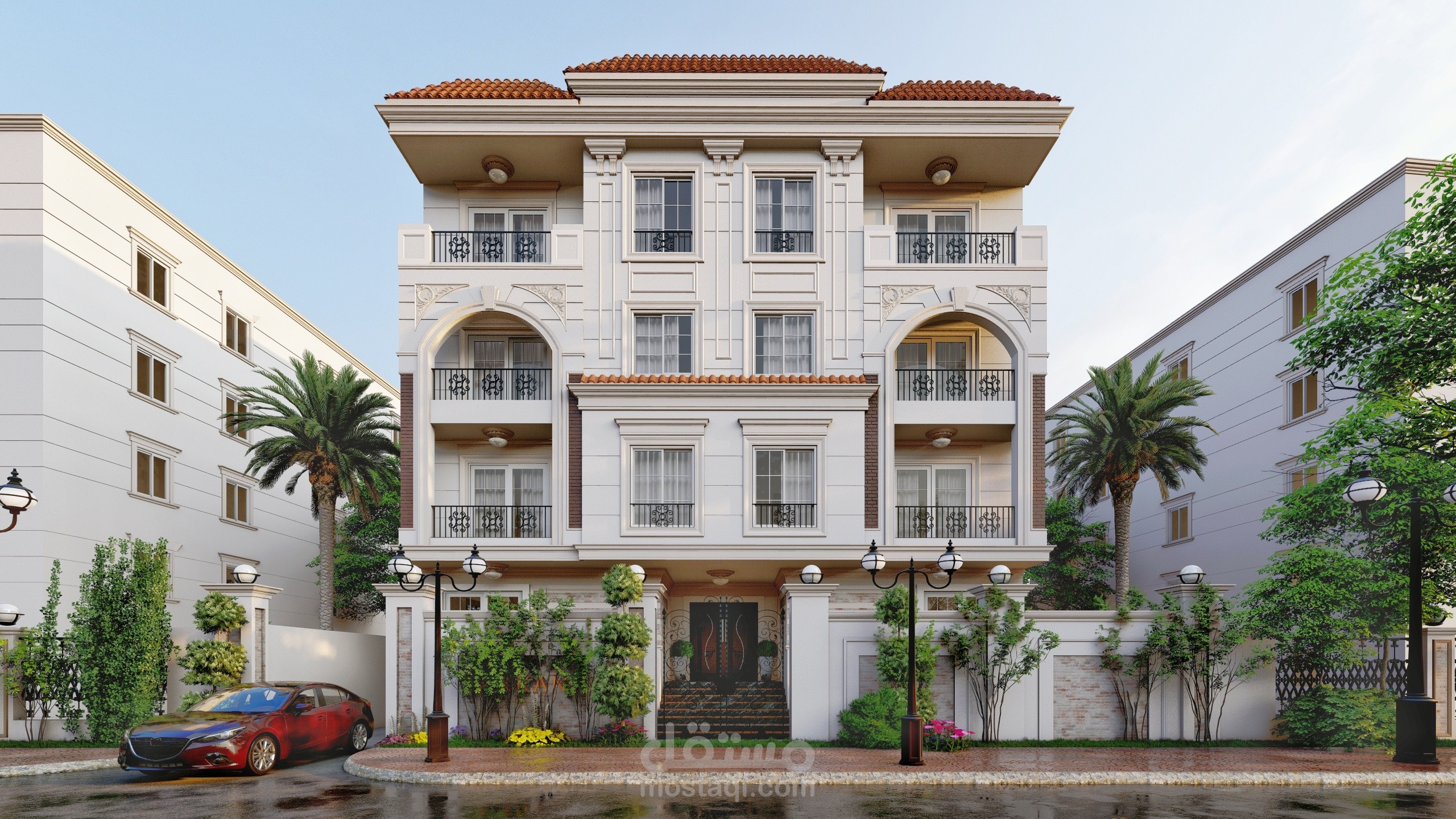تصميم واجهة عمارة سكنية - نيو كلاسيك