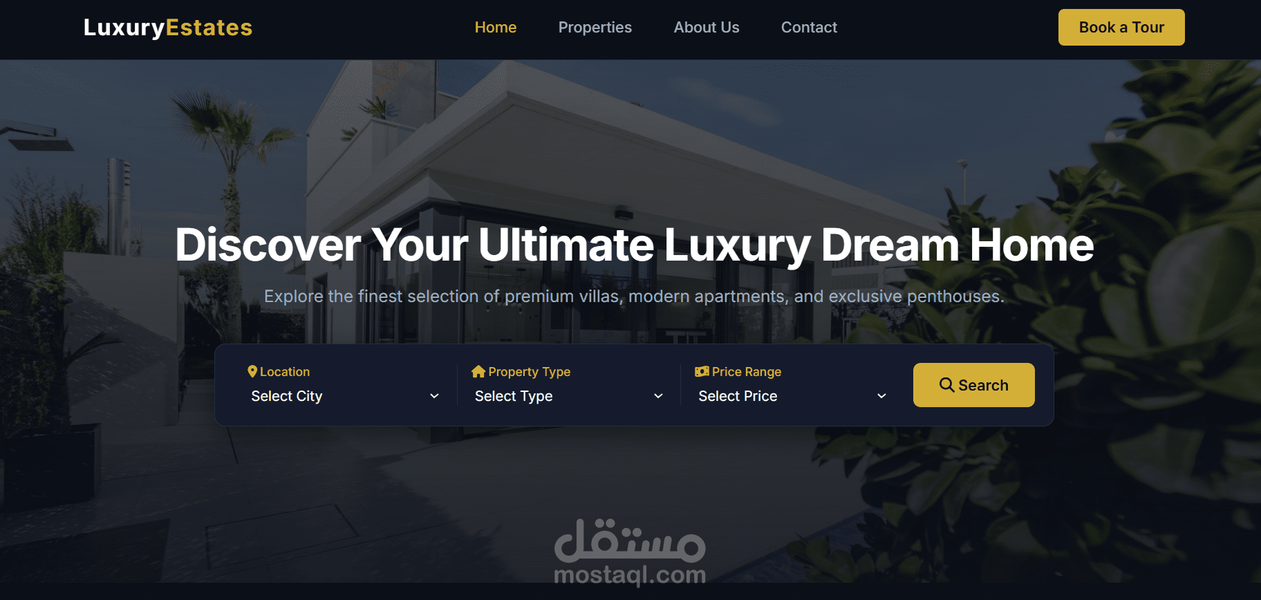 تصميم وتطوير موقع عقاري فاخر ومتكامل | LuxuryEstates