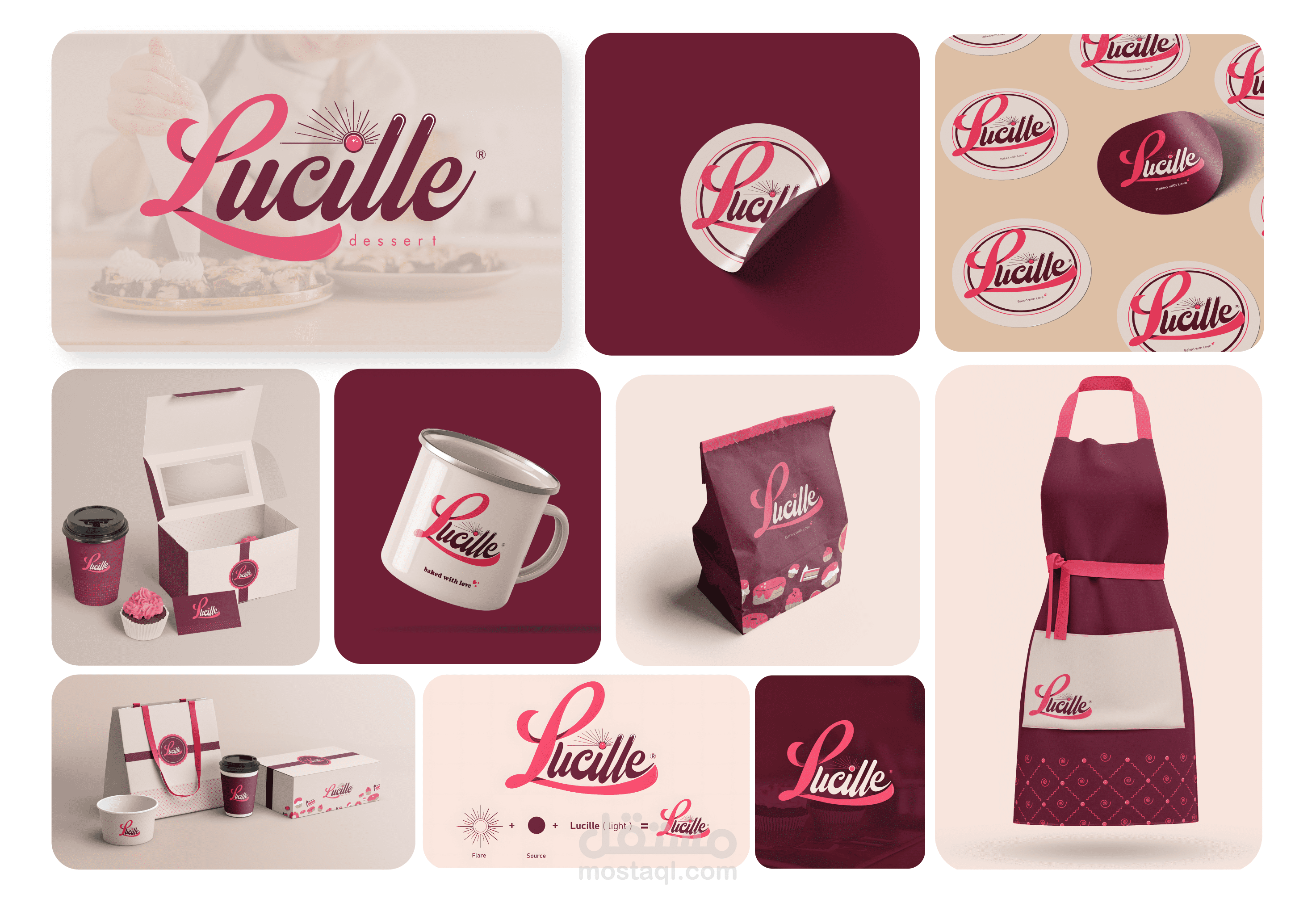 تصميم هوية بصرية وشعار لبراند حلويات ومخبوزات Lucille dessert