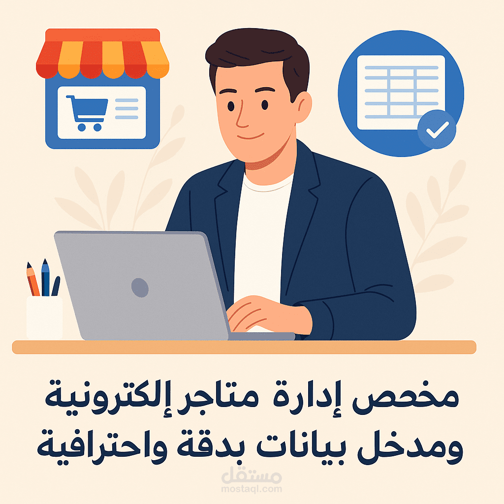 "مختص إدارة متاجر إلكترونية ومدخل بيانات بدقة واحترافية