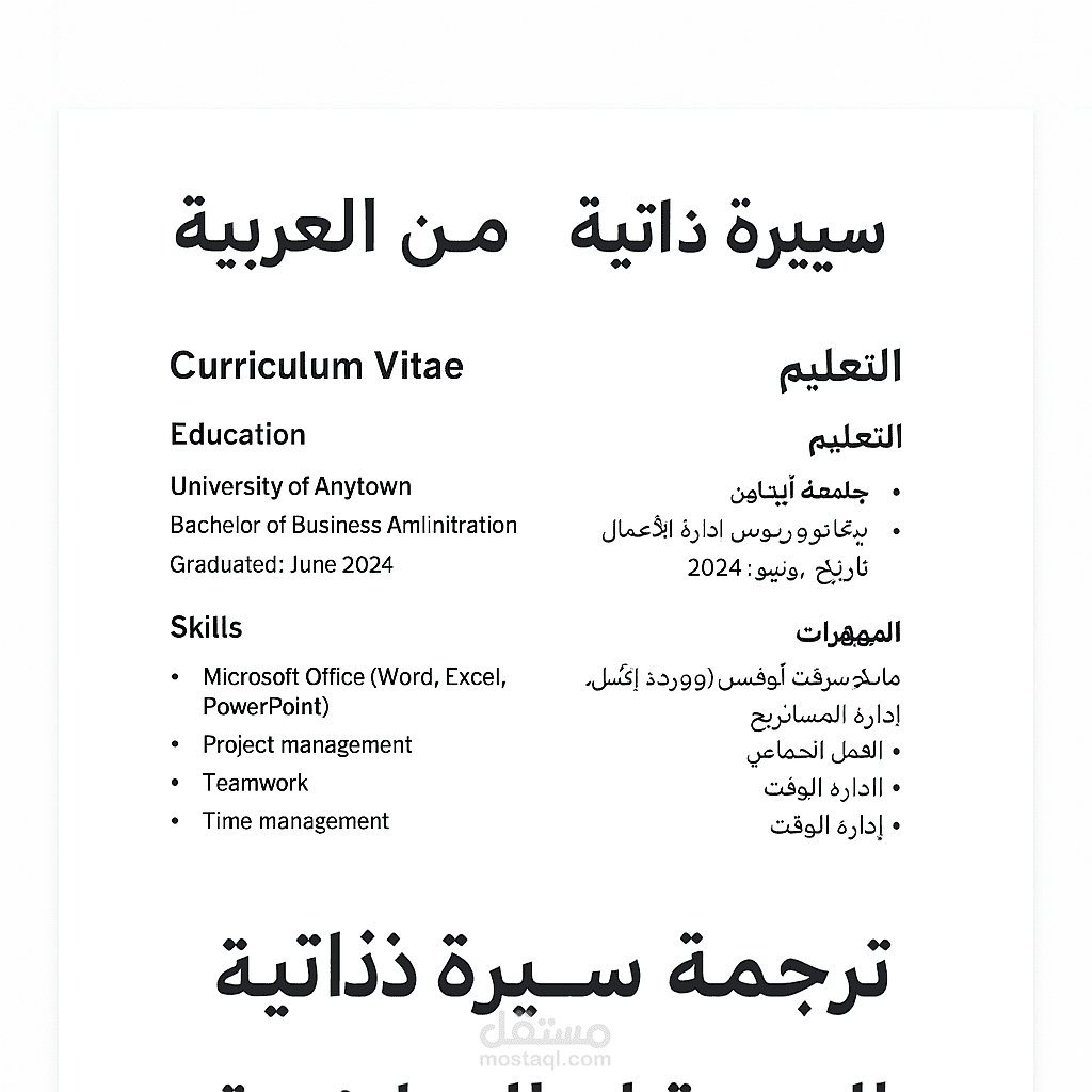 ترجمه مقال لسيره ذاتيه من العربيه للانجليزيه