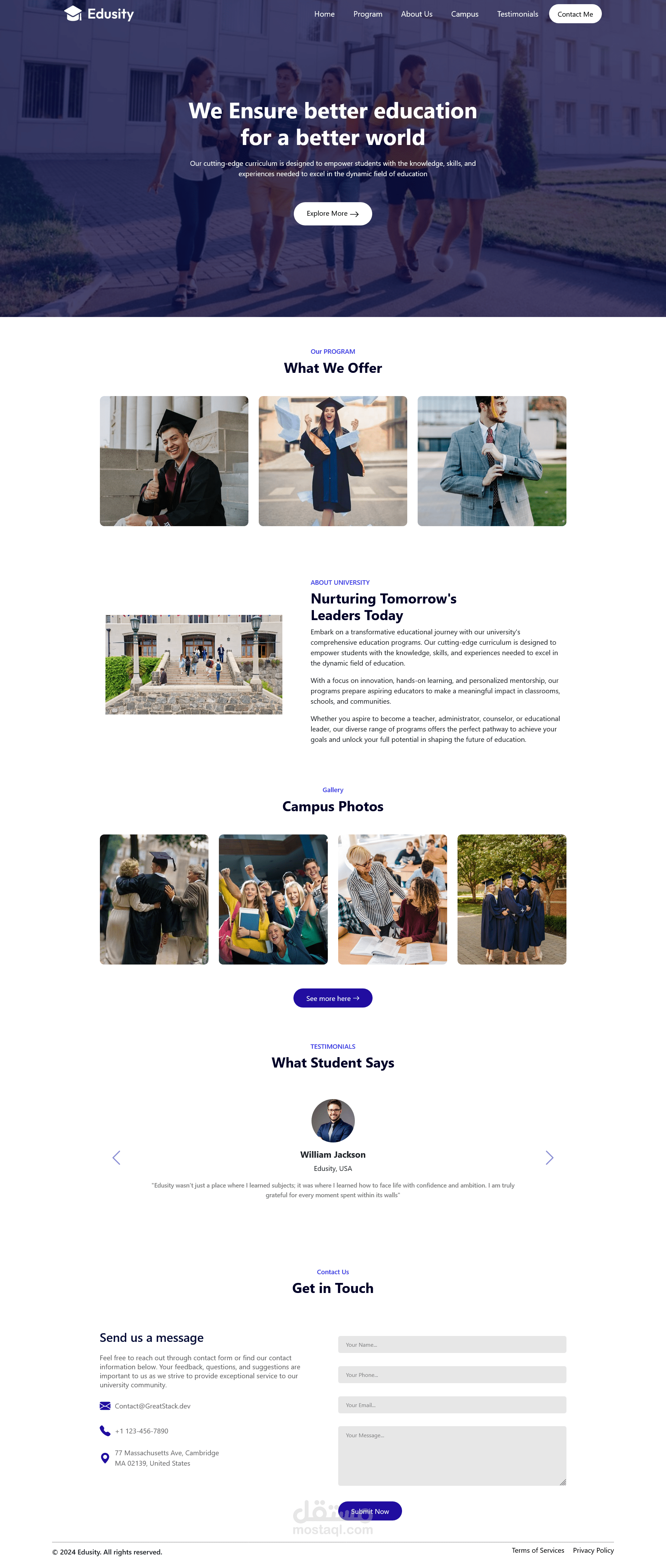 صفحة هبوط (Landing Page) تفاعلية تُعرّف بمميزات جامعة بطريقة جذّابة ومبتكرة.