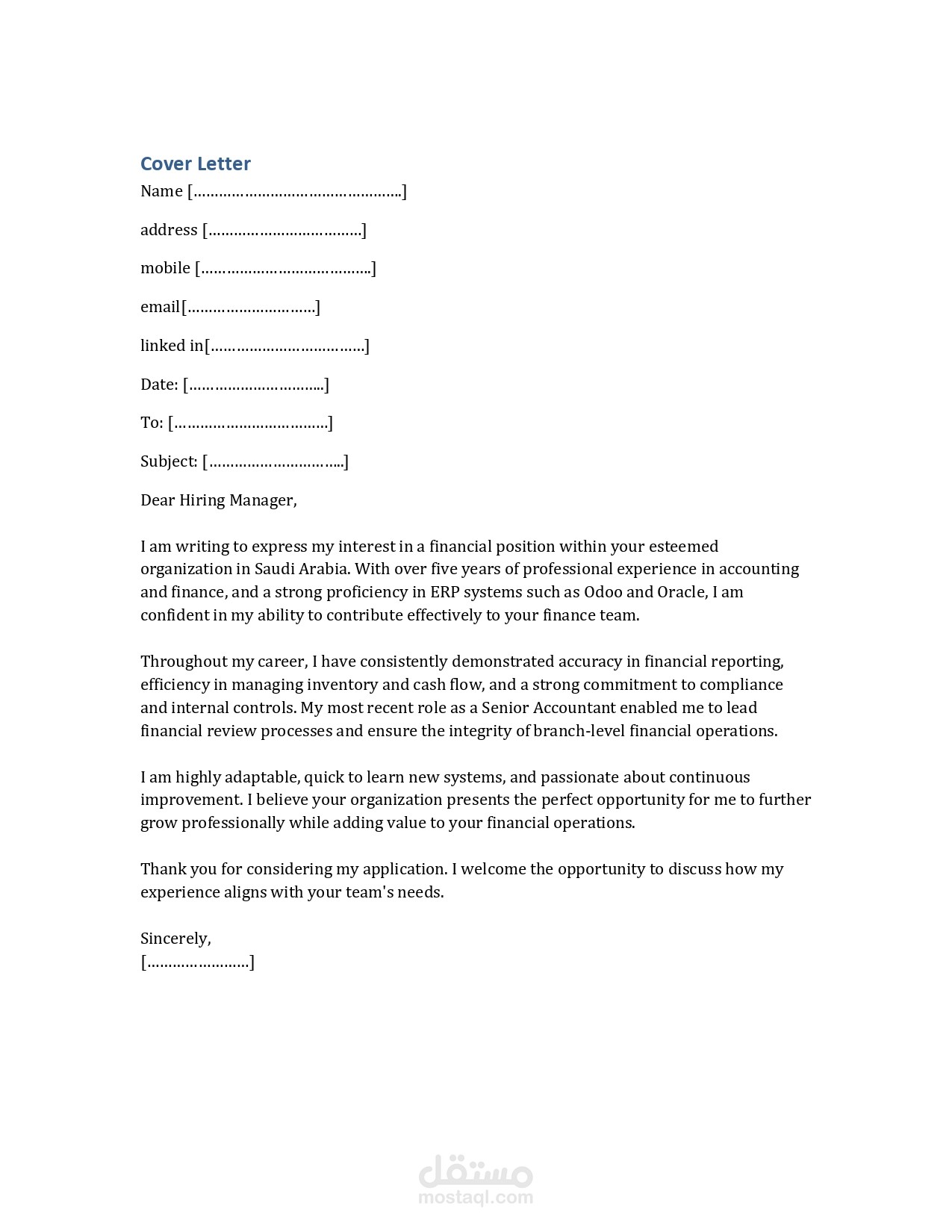 cover letter