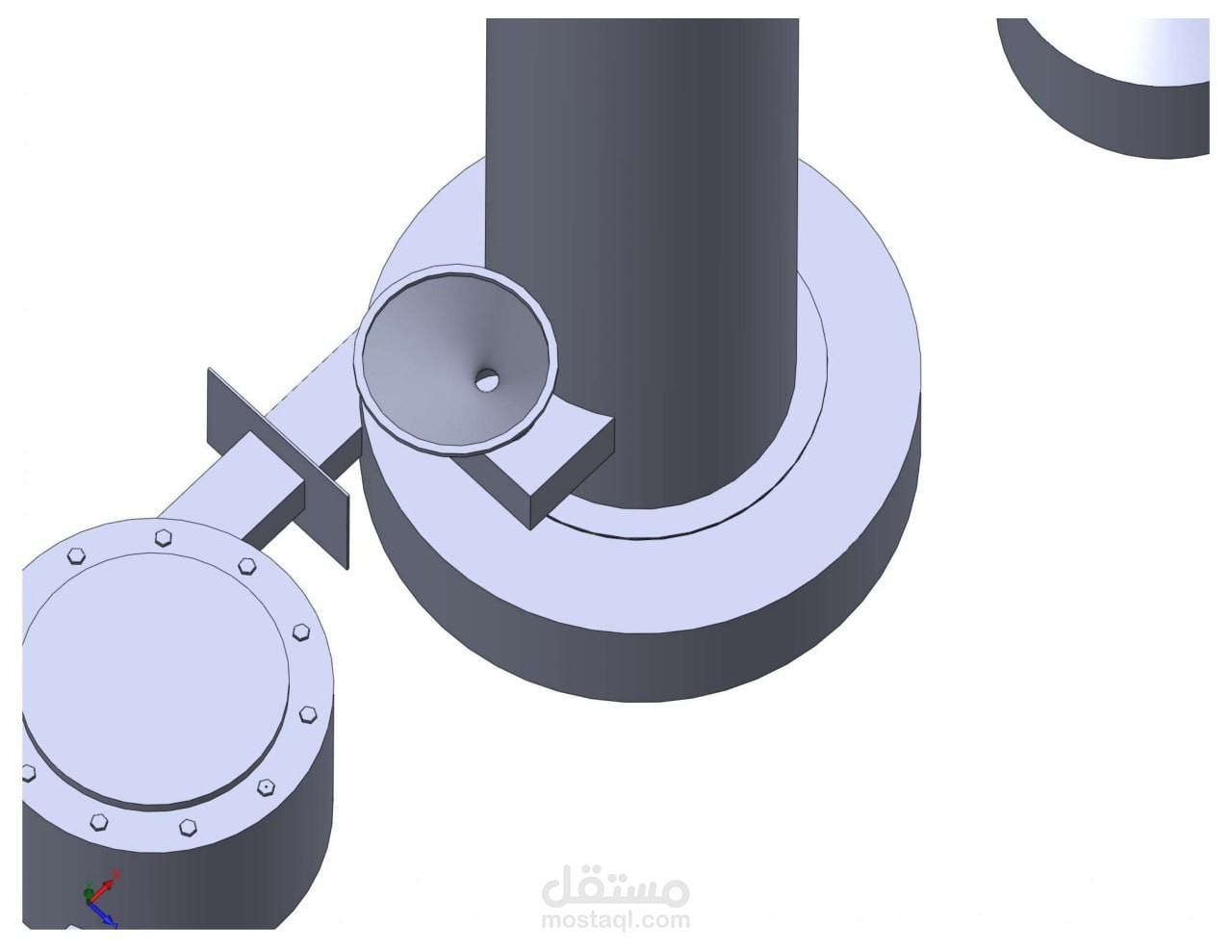 تصميم CAD لنظام طحن متعدد المراحل وفصل بإعصار هوائي (Cyclone Separation System)