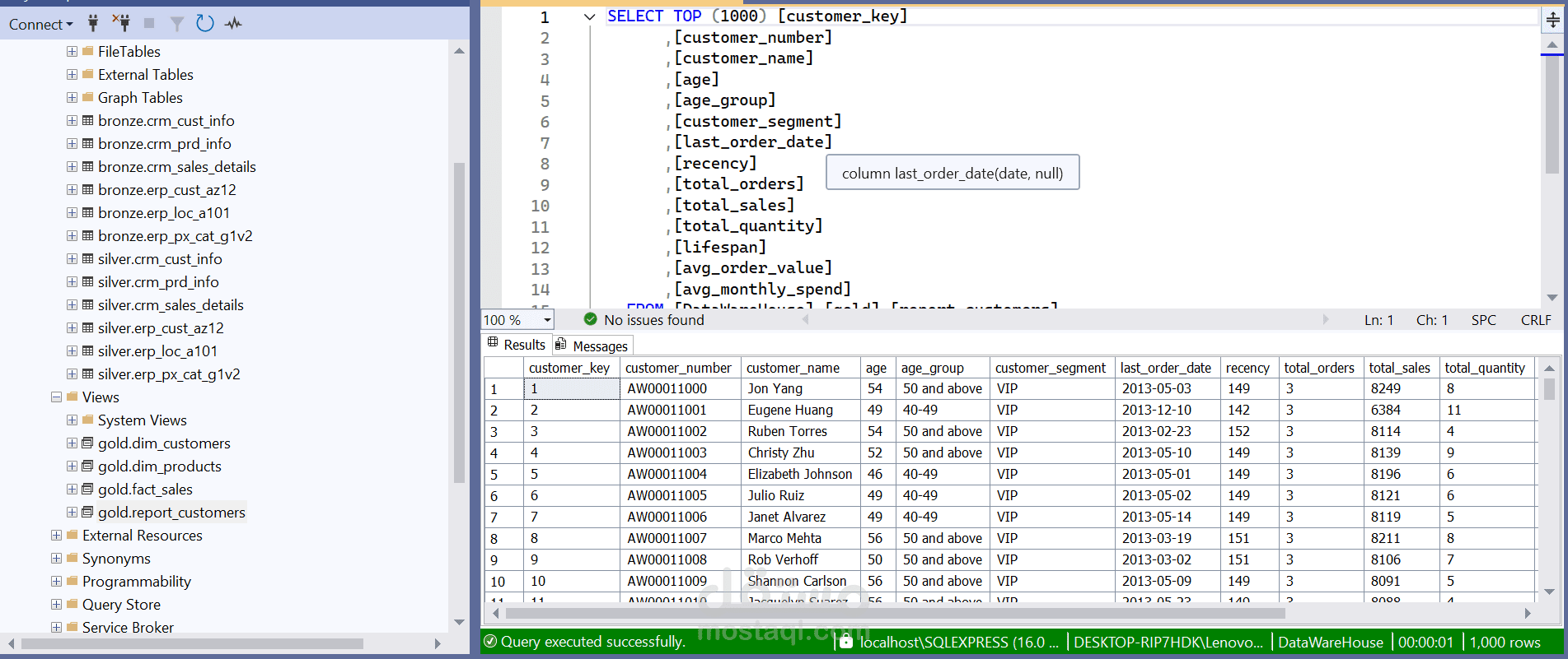 build data warehouse using SQLServer