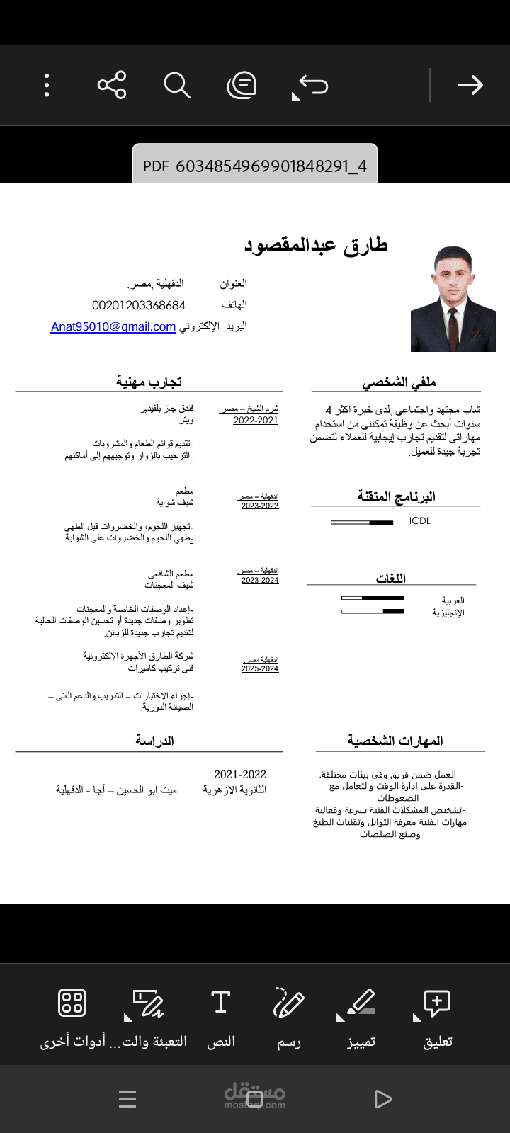 سيرة ذاتية عربي