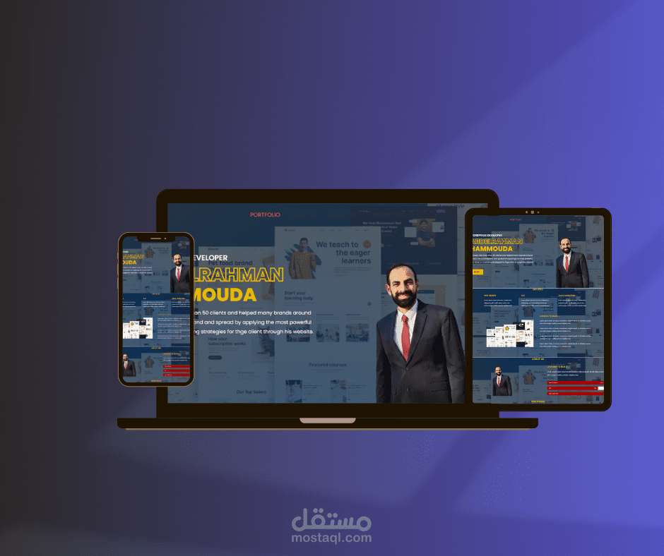 تصميم موقع شخصي Portfolio صفحة واحدة