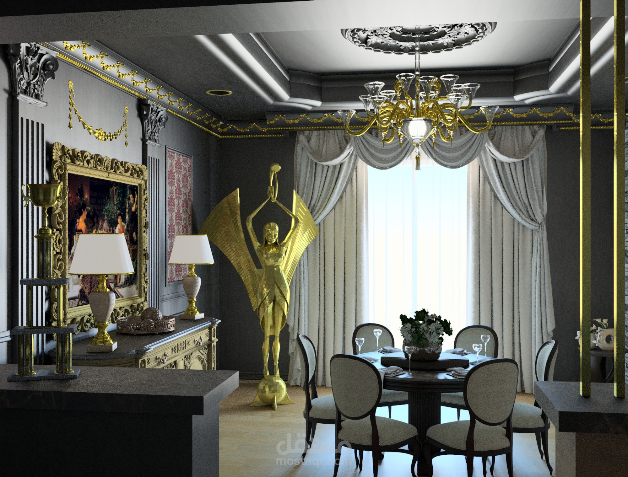 تصميم غرفة طعام كلاسيك في جدة