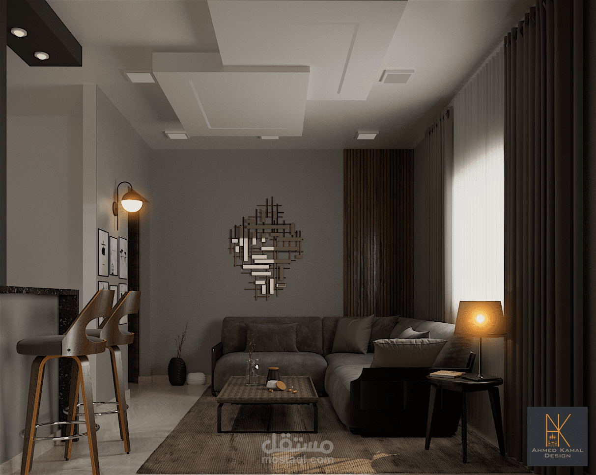 تصميم داخلي لغرفة معيشة