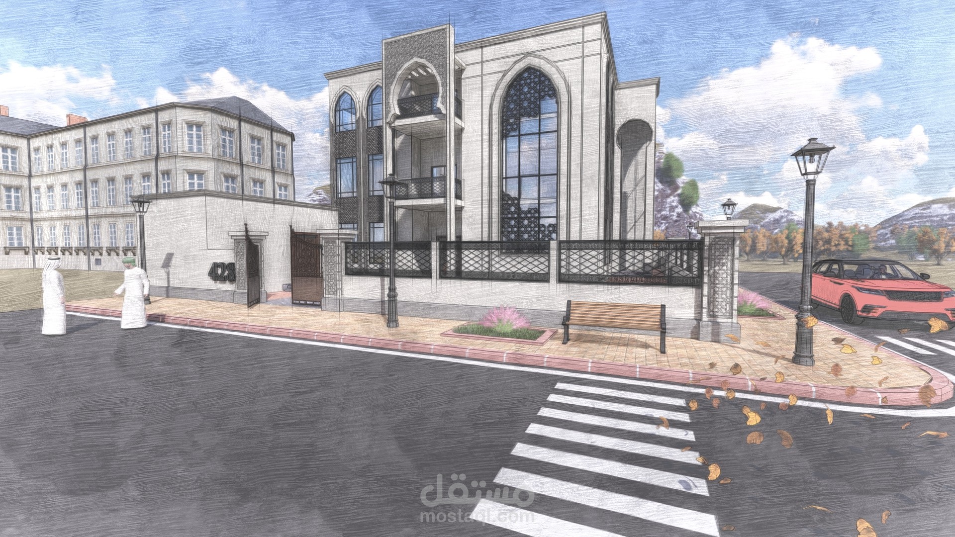 عمل فيديو انميشن لفيلا بالمملكة العربية على الطراز الاندلسي