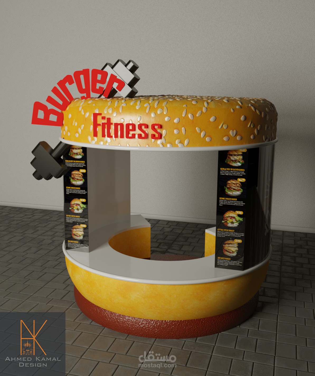 تصميم كشك بيع برجرج Burger Kiosk