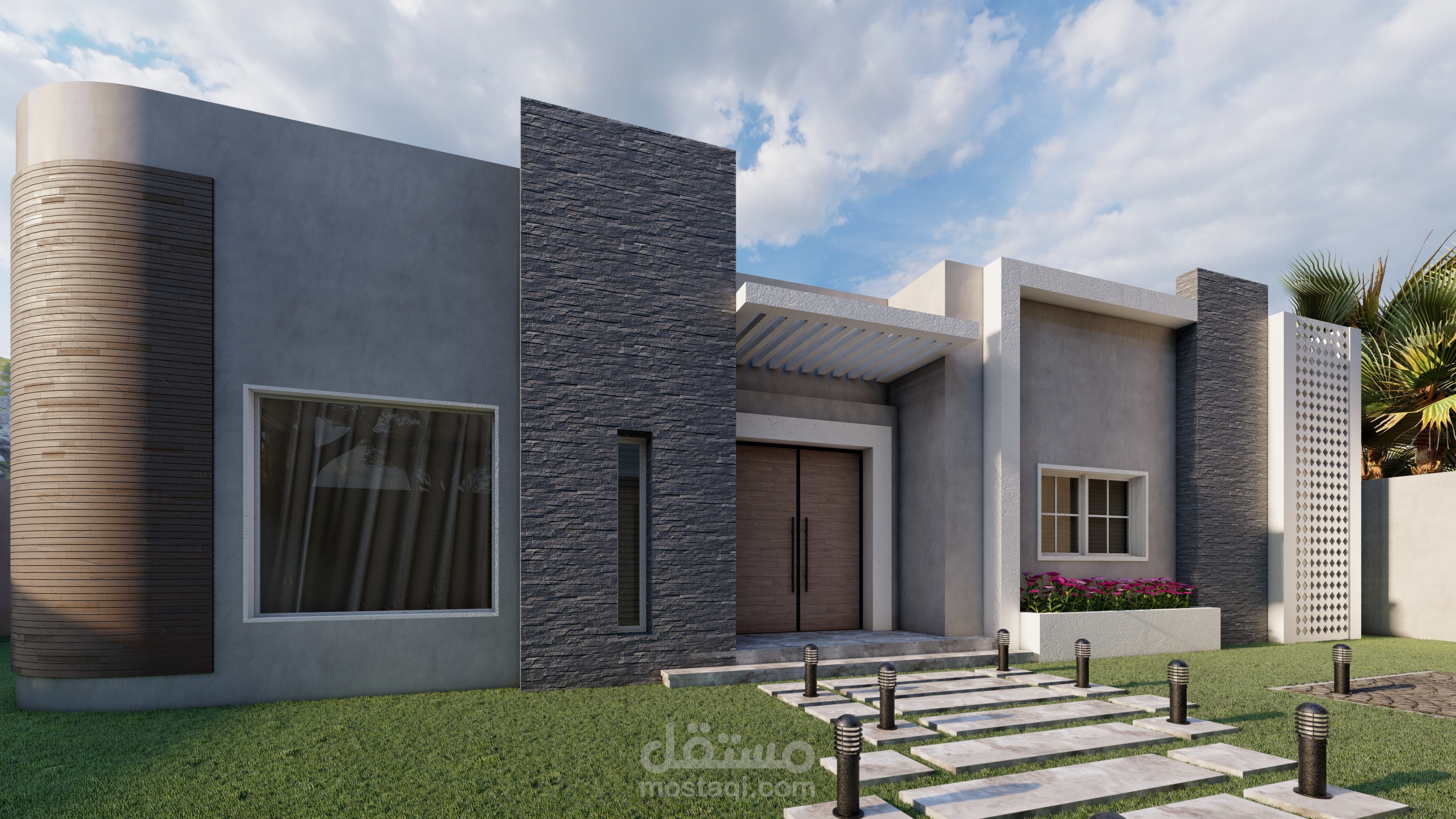 تصميم واجهه مودرن دور واحد بالمملكة