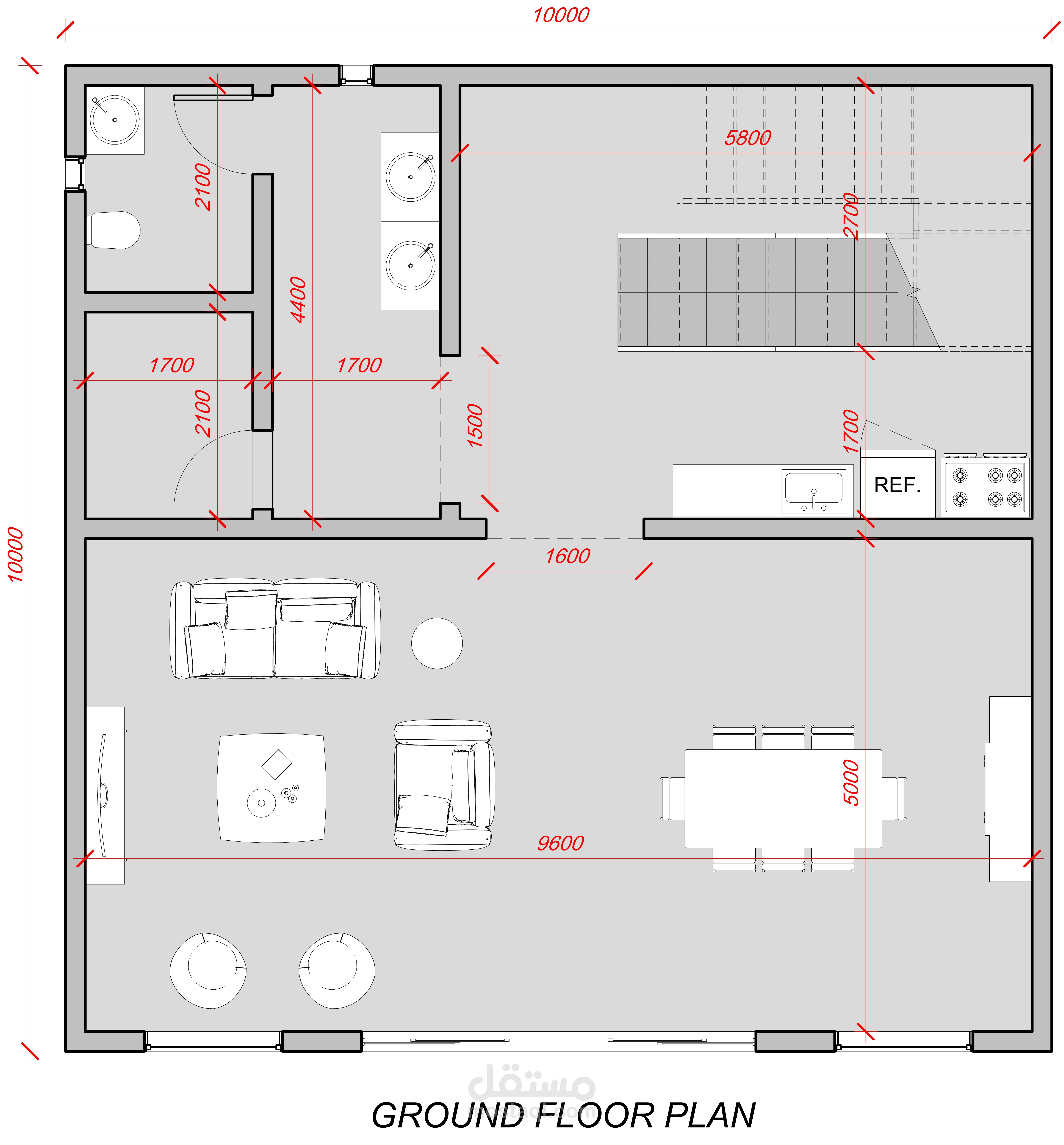 تقسيم معماري لشاليه داخل استراحة
