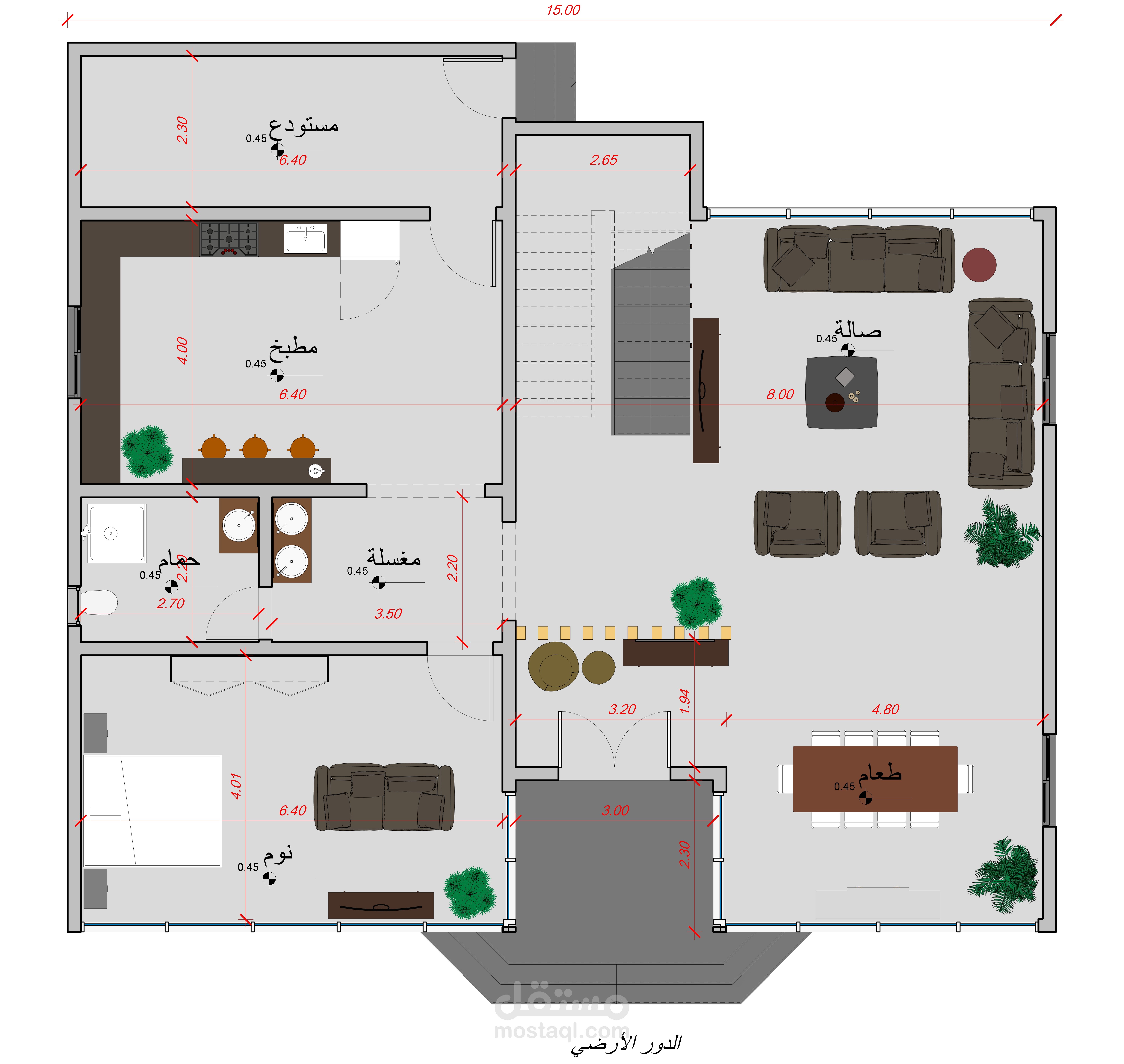 مخطط معماري لفيلا بالمملكة العربية
