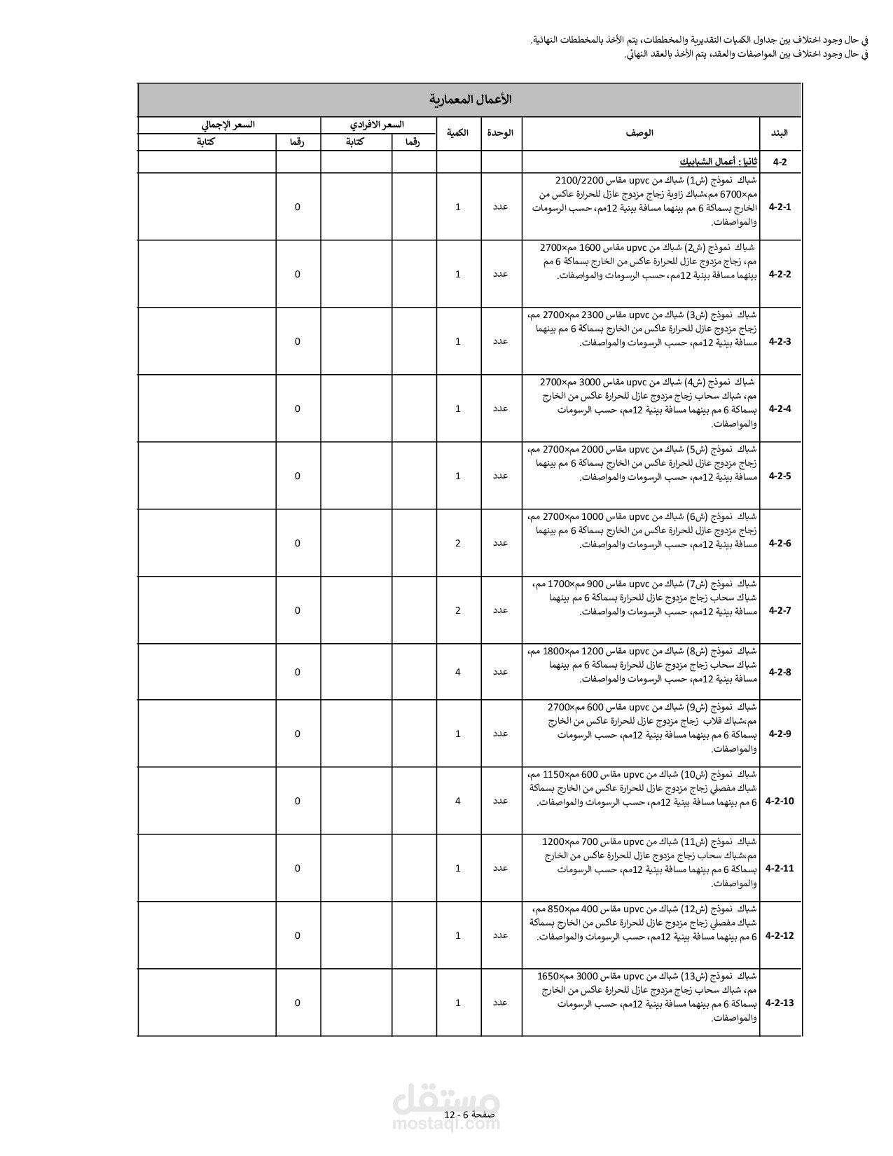 مقايسة  (توصيف بنود وحصر كميات) انشائي _ معماري _ ميكانيكا _ كهرباء لفيلا بالسعودية للتقديم والاعتماد من الوزارة