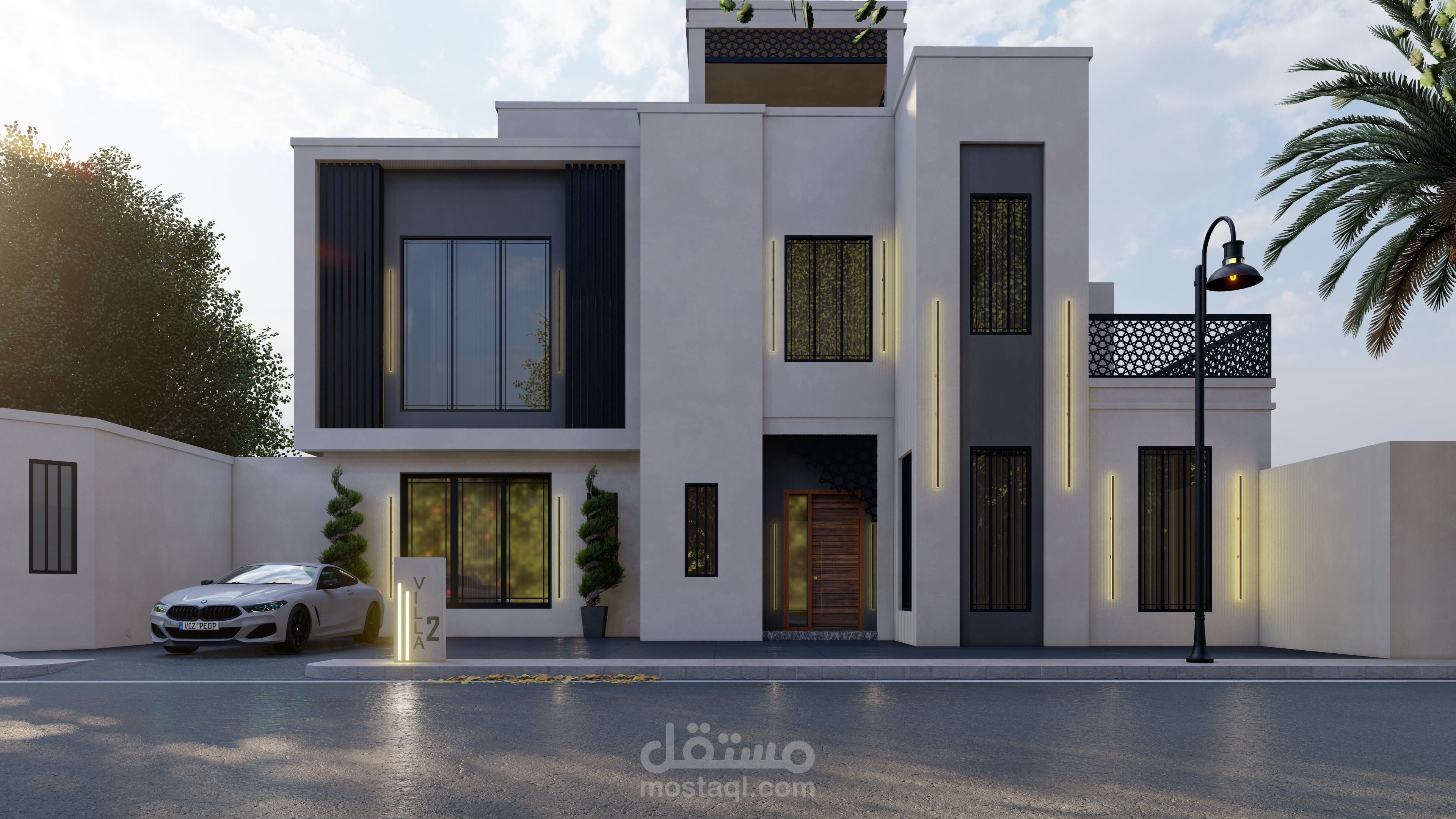 تصميم واجهة فيلا مودرن بالسعودية