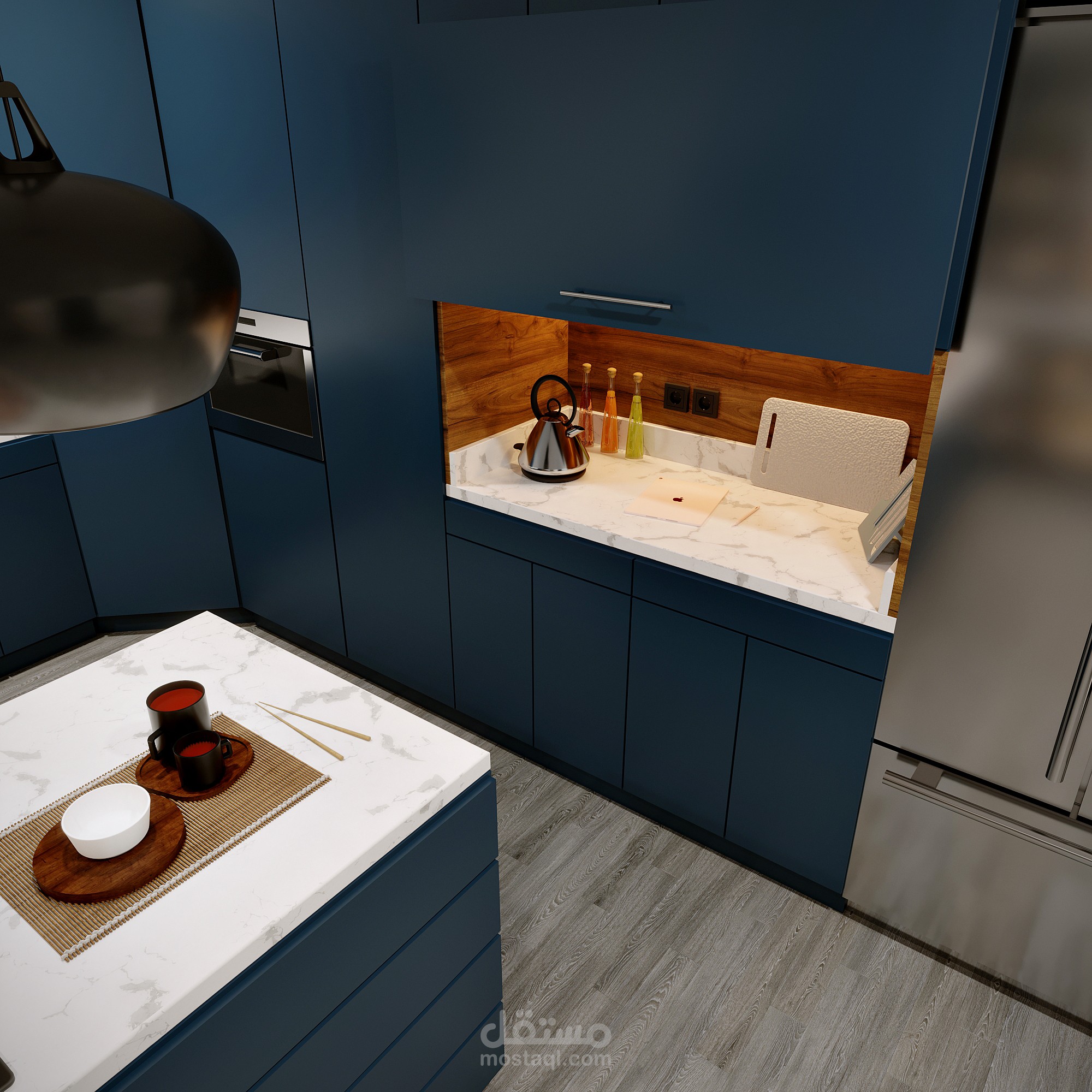 تصميم مطبخ مودرن بجزية وسطية