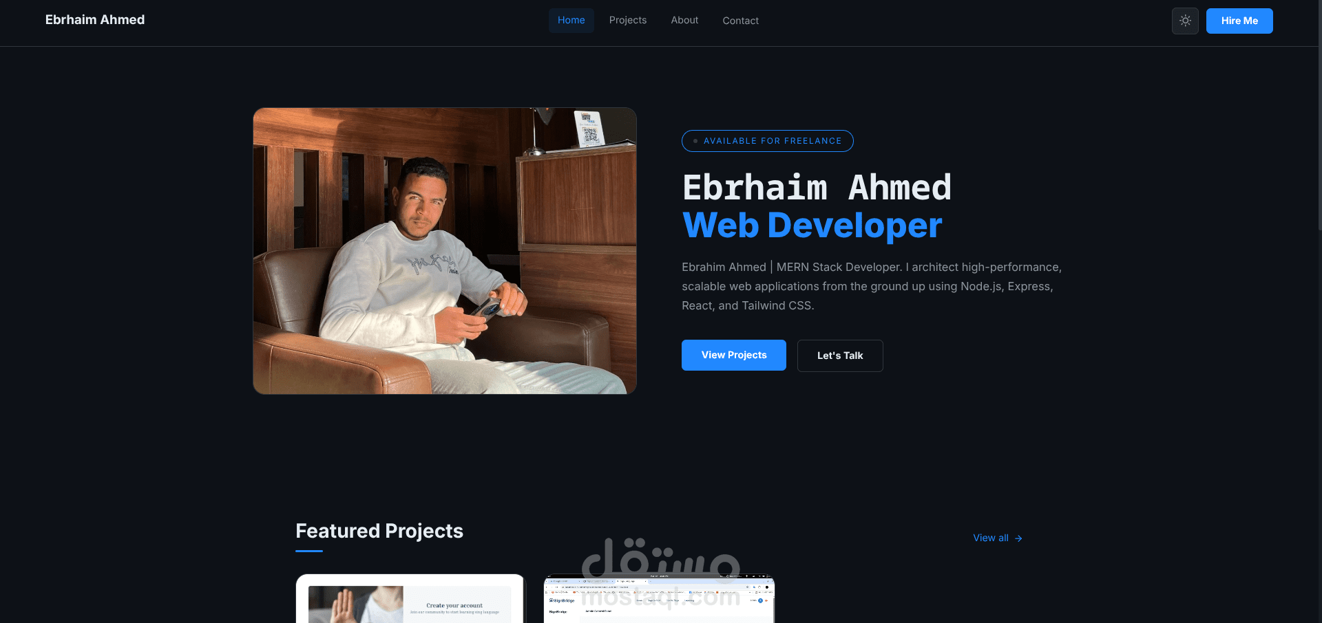 تطوير معرض أعمال شخصي (Portfolio) متكامل بنظام لوحة تحكم (dashboard)