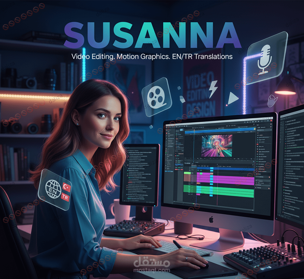 هوية بصرية/صورة تعريفية لشخص يعمل في مجال التحرير والترجمة باسم "SUSANNA").