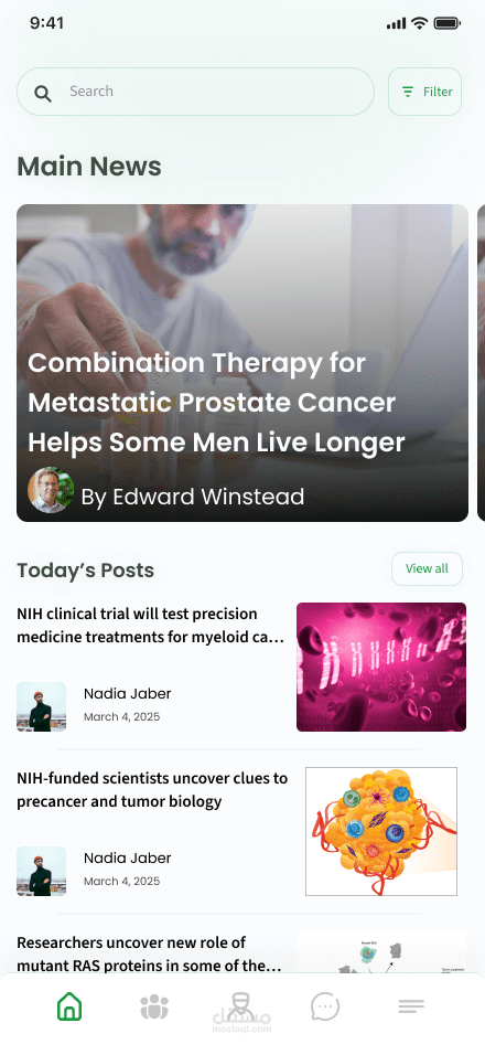 HOME PAGE UI/UX Design for a Cancer Support App