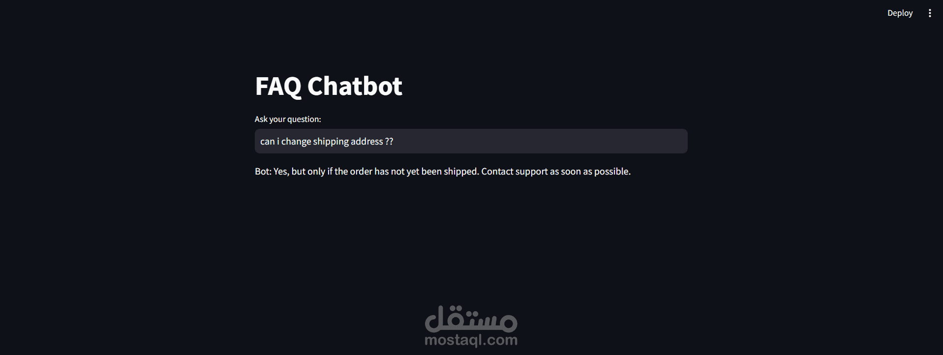 روبوت دردشة للأسئلة الشائعة(FAQs Chatbot)