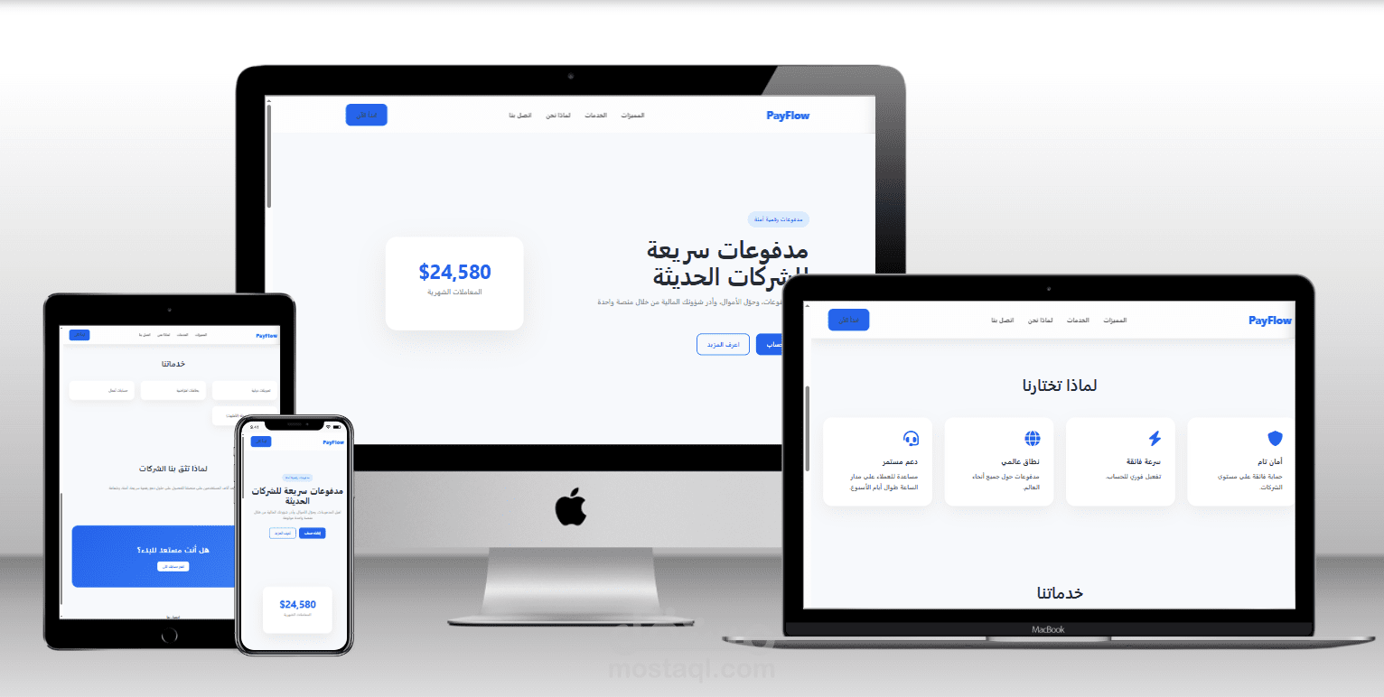 تصميم وتطوير صفحة هبوط احترافية لمنصة مدفوعات رقمية