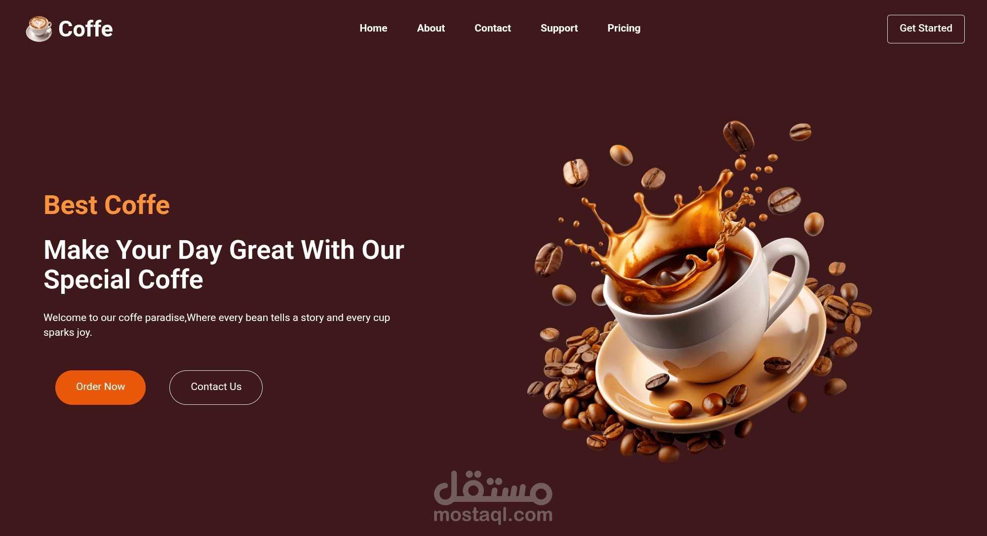 Hamza Caffe – موقع تعريفي عصري لمقهى بتصميم جذاب