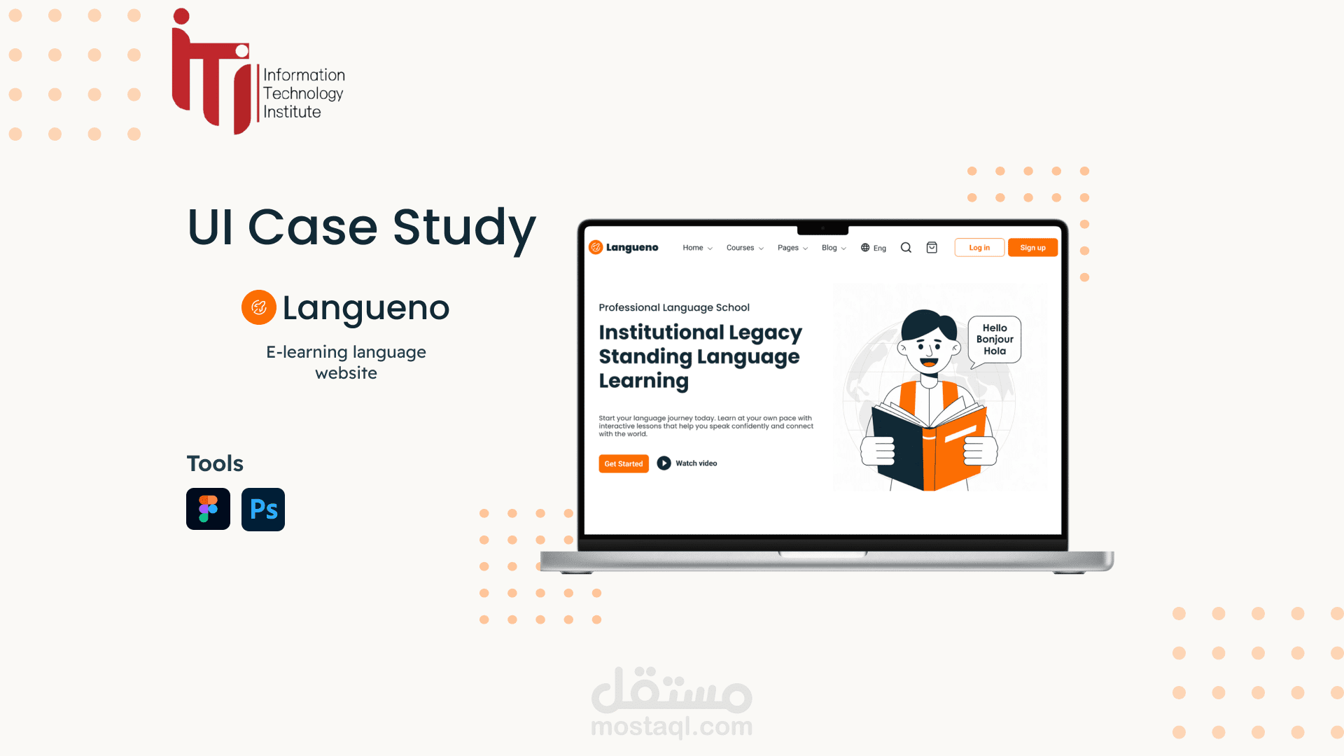 تصميم صفحة هبوط  لخدمة تعليم اللغات أونلاين (E-learning language landing page)