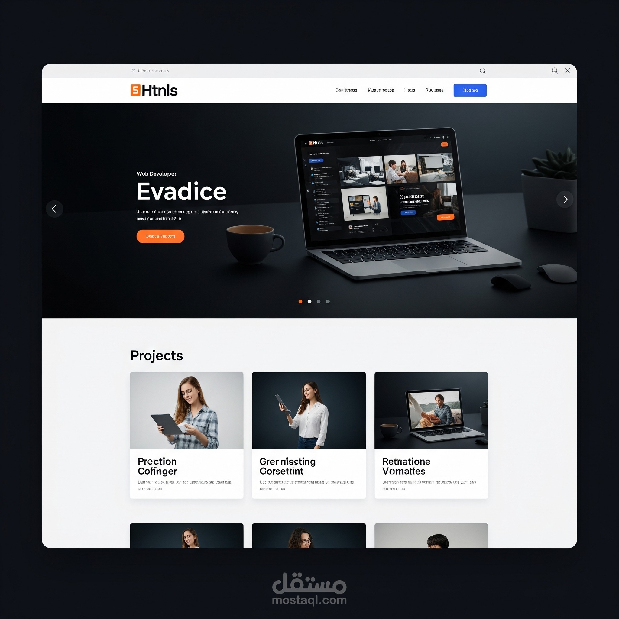 تصميم وتنفيذ موقع شخصي/محفظة أعمال احترافي (Portfolio Website) بتصميم عصري ومتجاوب