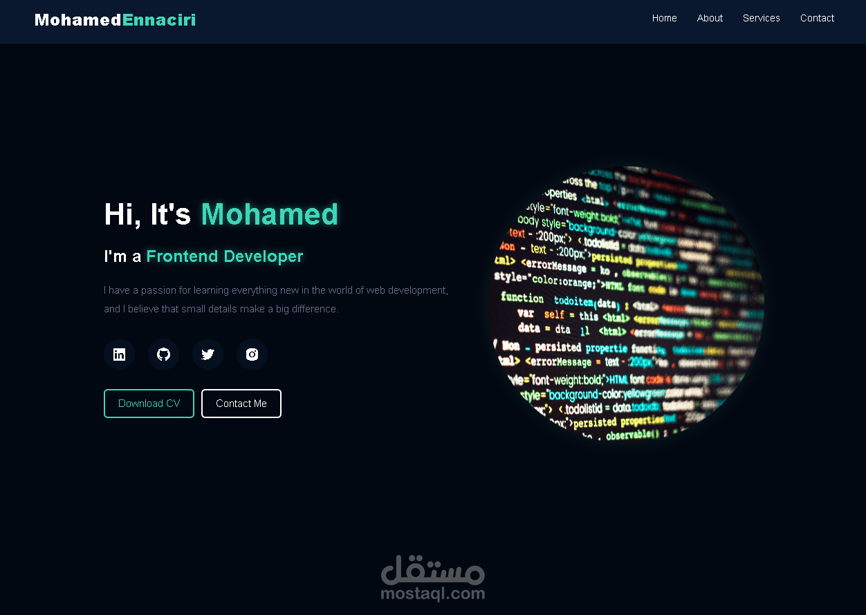 صفحة شخصية لمطور ويب