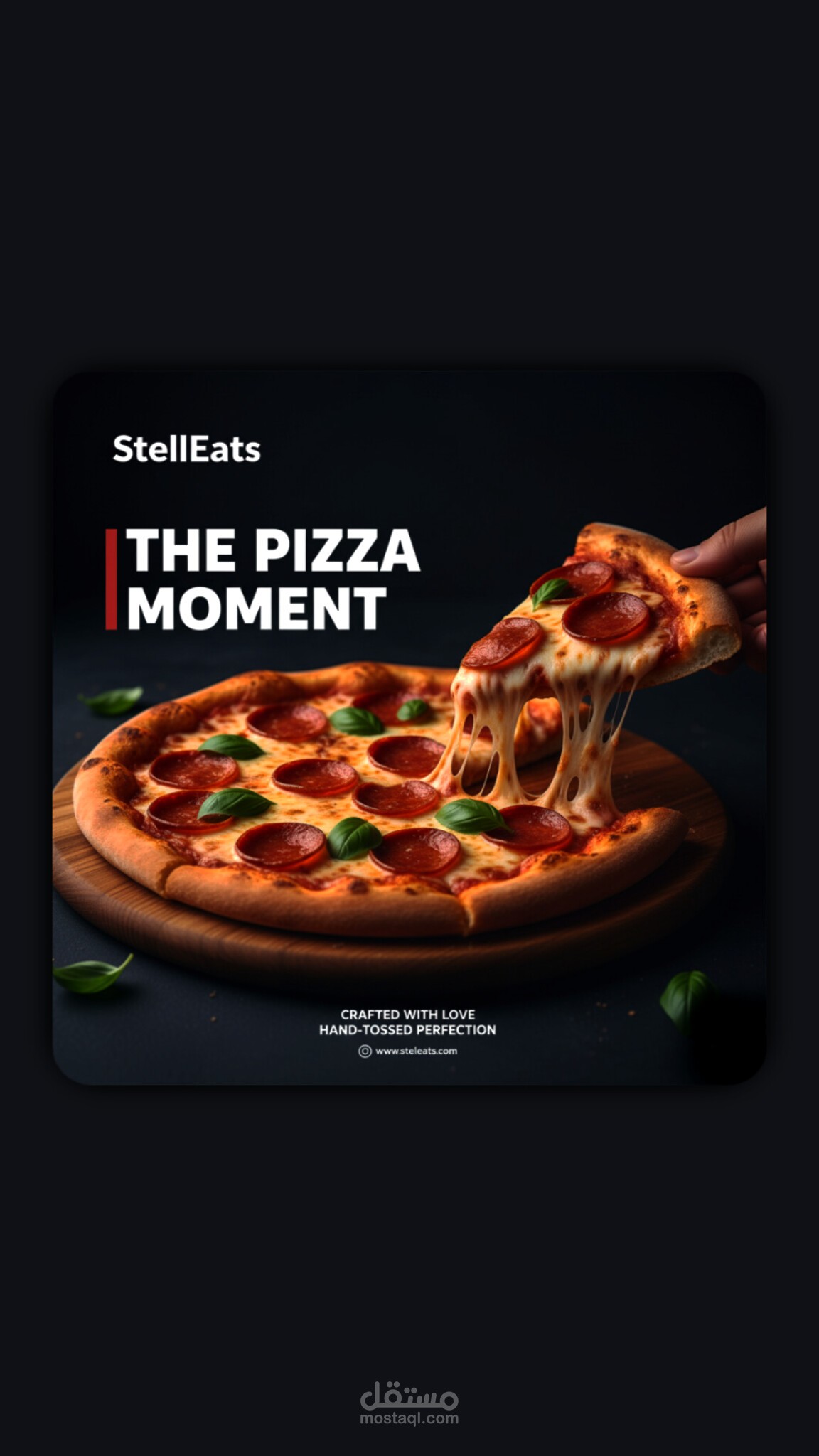 Promotional poster design for a pizza brand