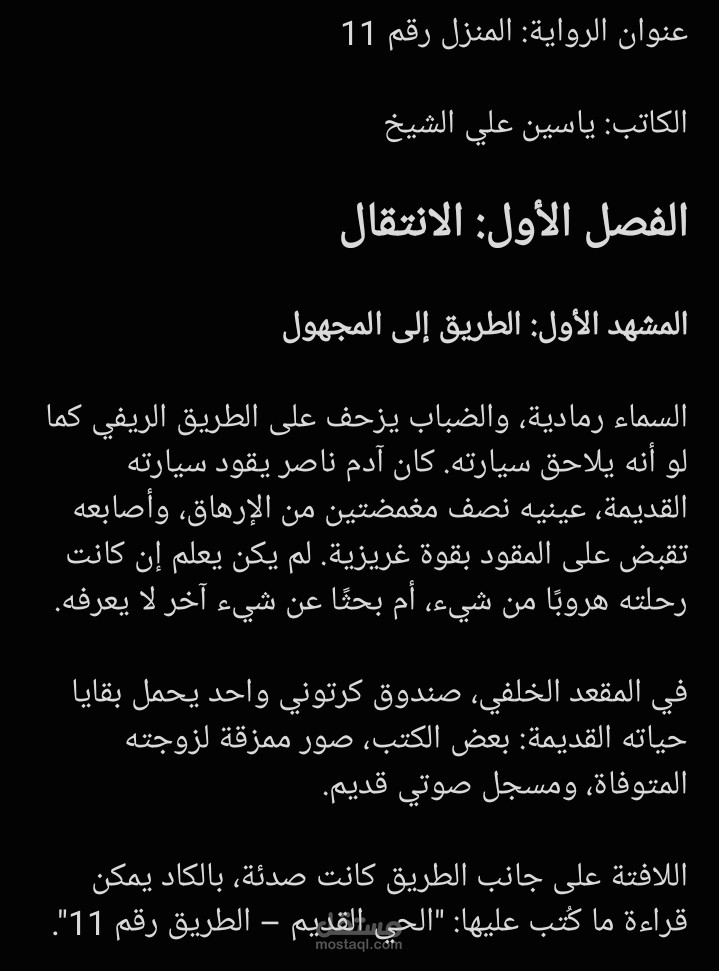 جزء من احد اعملي الروائية