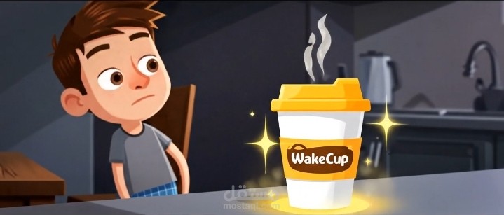 إعلان موشن جرافيك احترافي لمنتج قهوة WakeCup
