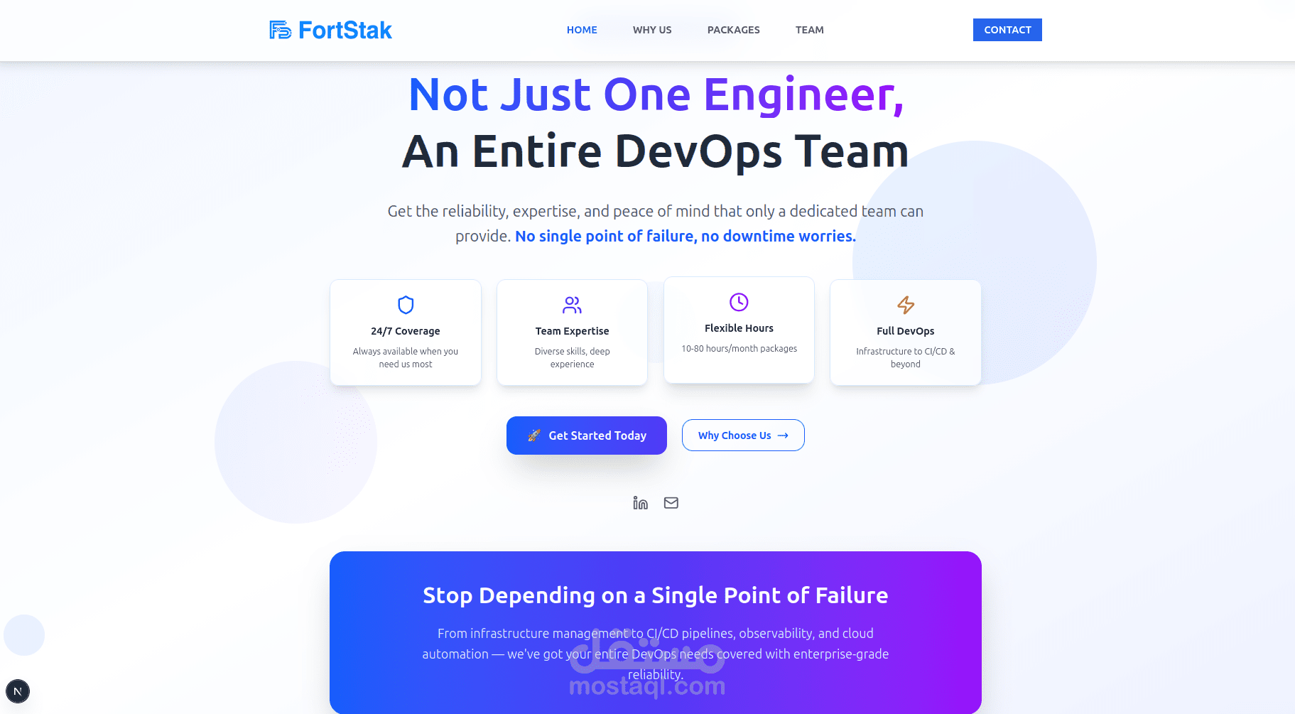 صفحة هبوط احترافية لشركة خدمات تقنية FortStak