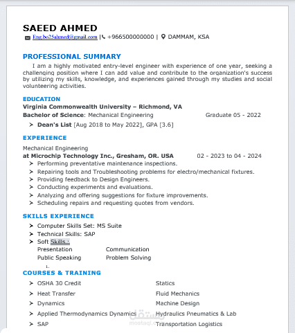 سيرة ذاتية - CV - DMM JOB
