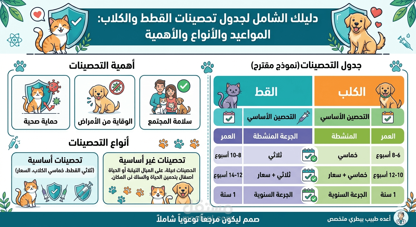 جدولك الشامل لتحصينات الكلاب والقطط